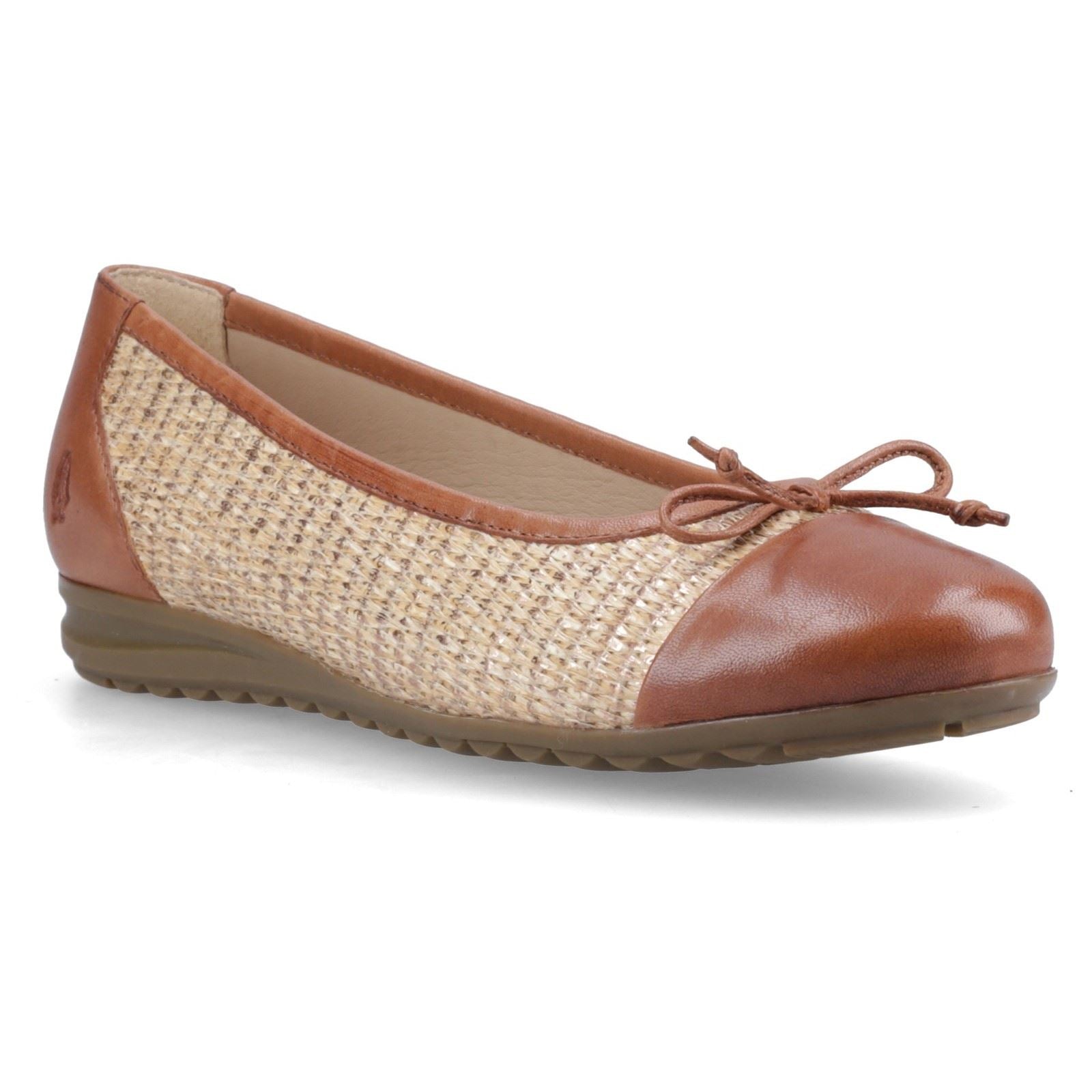Hush Puppies Laurie Toe Cap Ballerines En Cuir Pour Femmes Couleur Beige