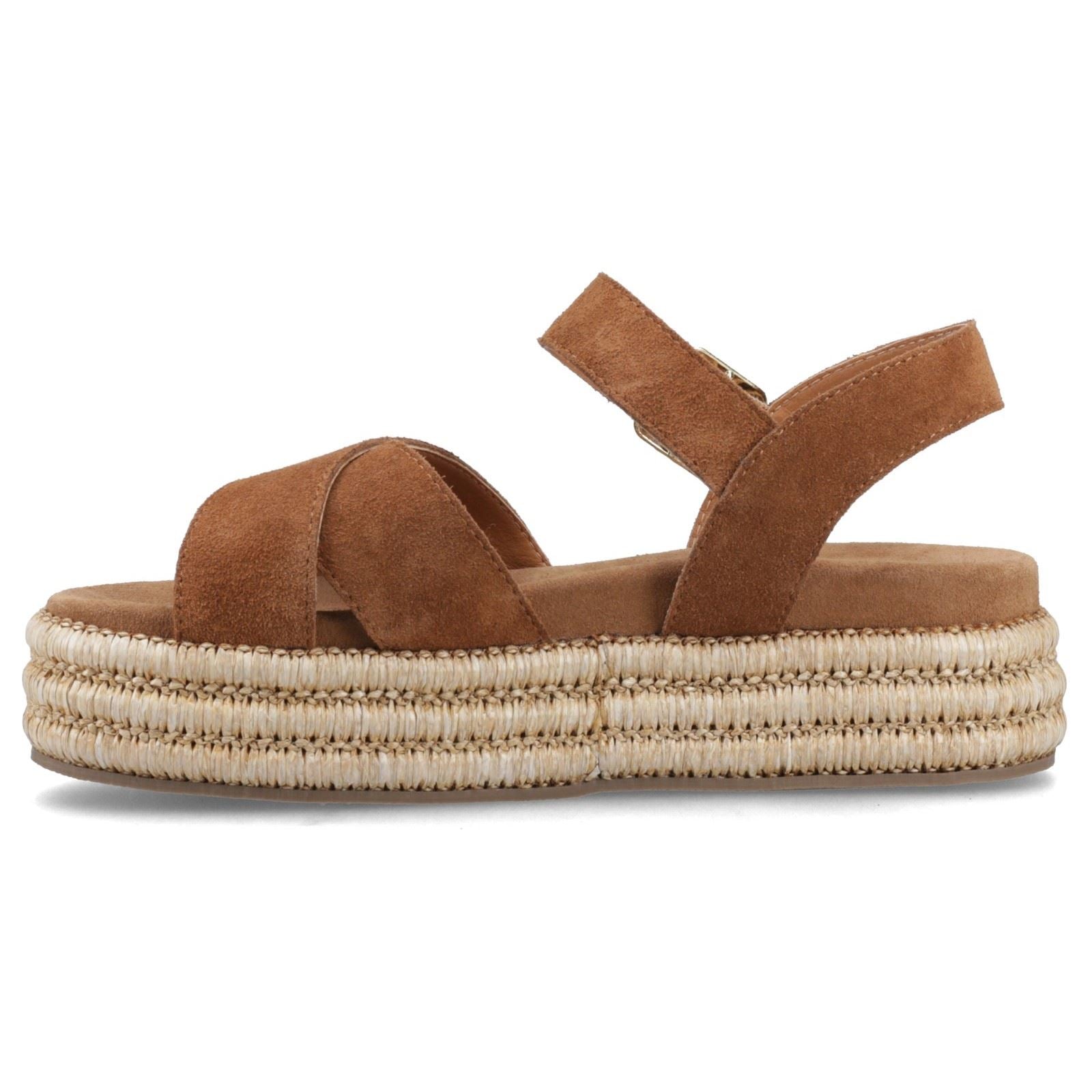 Hush Puppies Rosa Rafia Sandales En Cuir Pour Femmes Couleur Caramel
