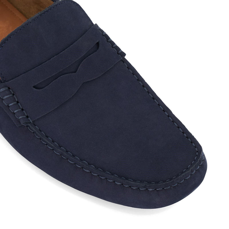 Dune Bradlay Chaussures Mocassins Bleues Pour Homme En Suède