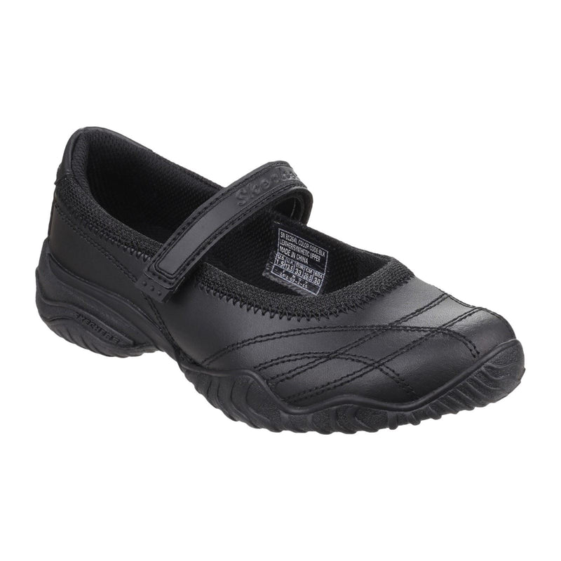Skechers Velocity Pouty Chaussures Noires Pour Filles En Cuir
