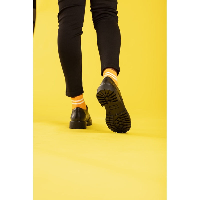 Hush Puppies Athena Senior Chaussures Noires Pour Filles En Cuir