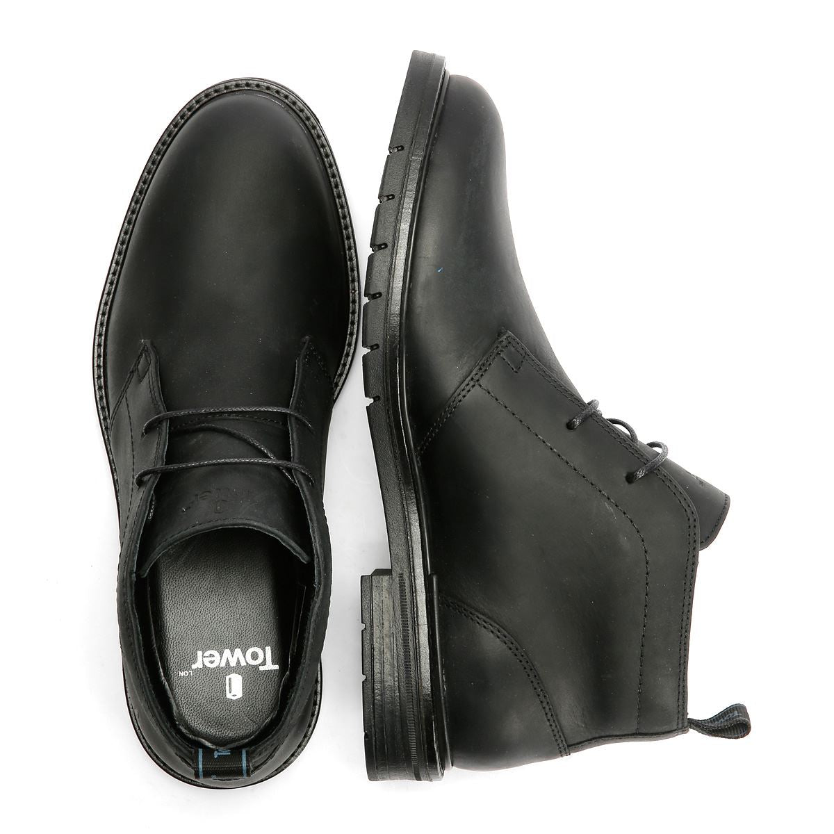 Tower London Armour Chukka Lace Bottes Noires En Cuir Pour Hommes