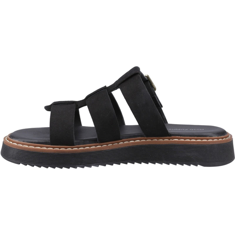 Hush Puppies Celeste Slide Sandales Noires Pour Femmes En Cuir