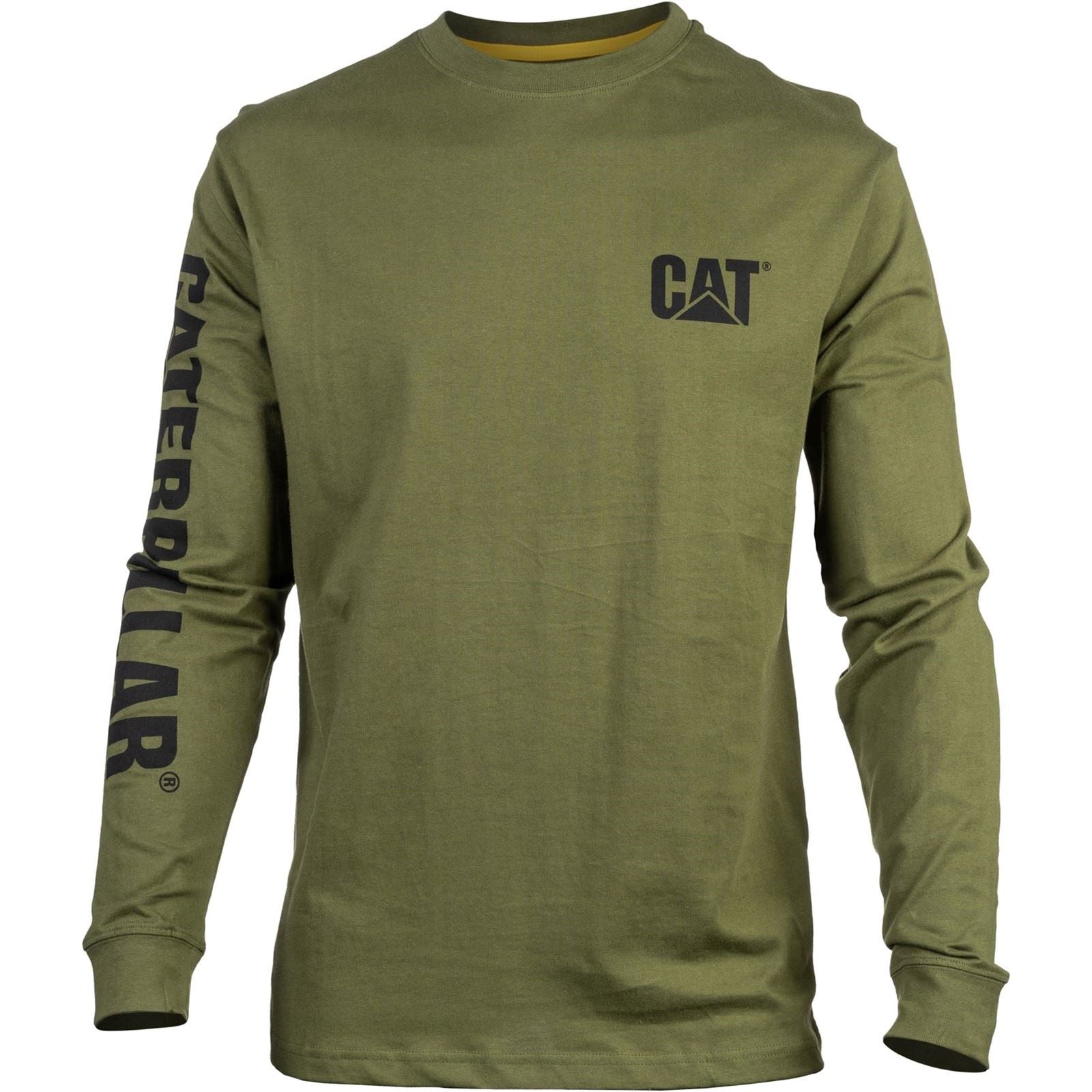 Caterpillar Trademark Banner Long Sleeve T-Shirt Vert En Coton Pour Homme