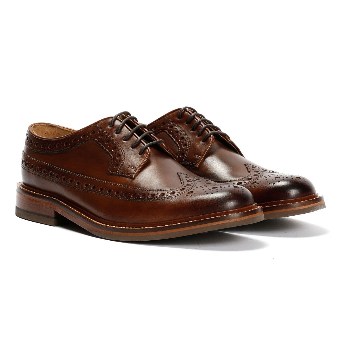 Chapman & Moore Longwing Brogue Country Chaussures En Cuir Pour Hommes Brunes À Lacets