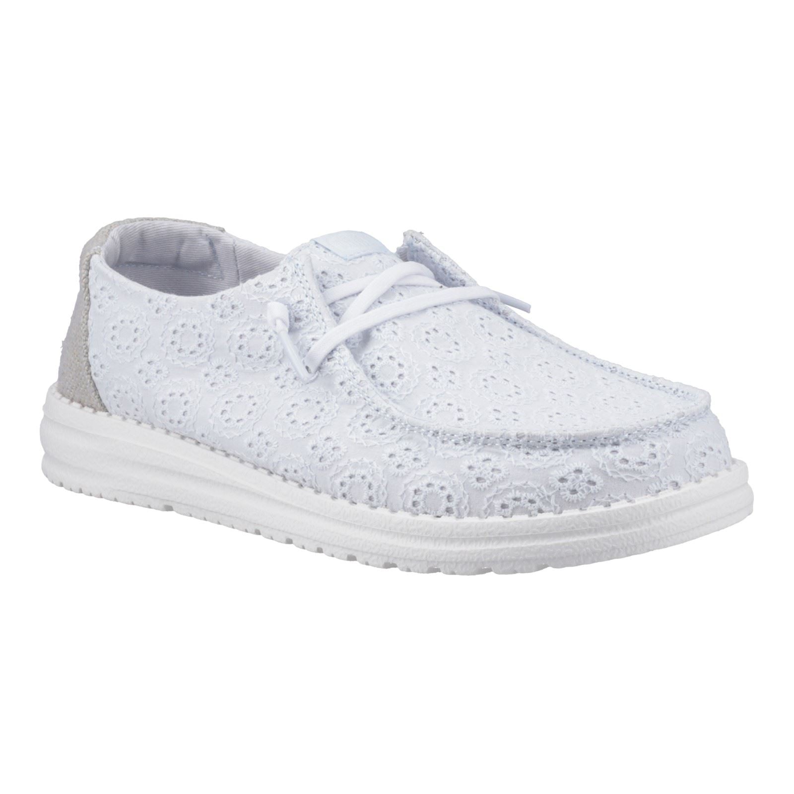 HEYDUDE Wendy Eyelet Lace Chaussures Mocassins Bleu Ancien Pour Femmes En Mélange De Coton