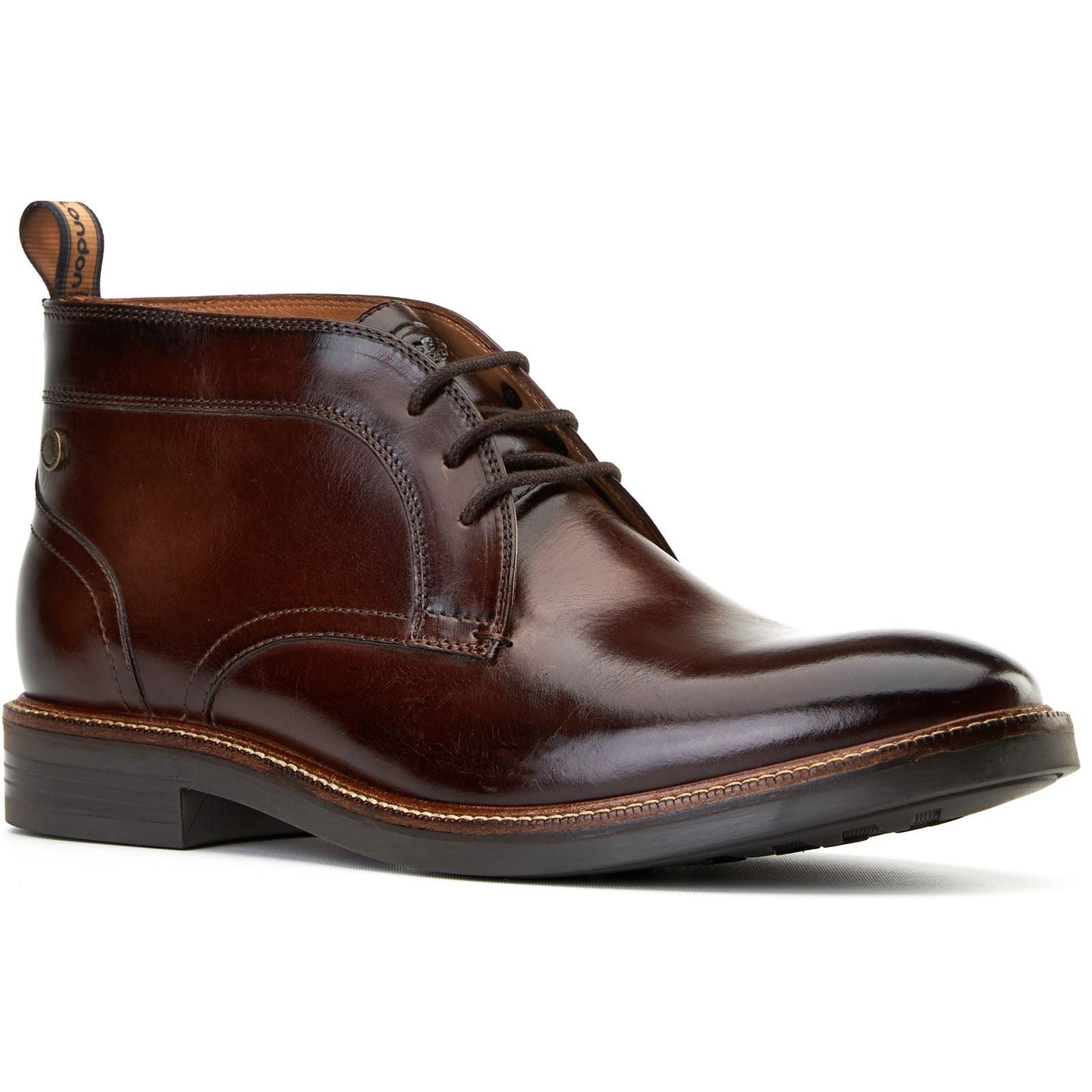 Base London Lincoln Bottes De Cheville Pour Homme En Cuir Marron Brûlé