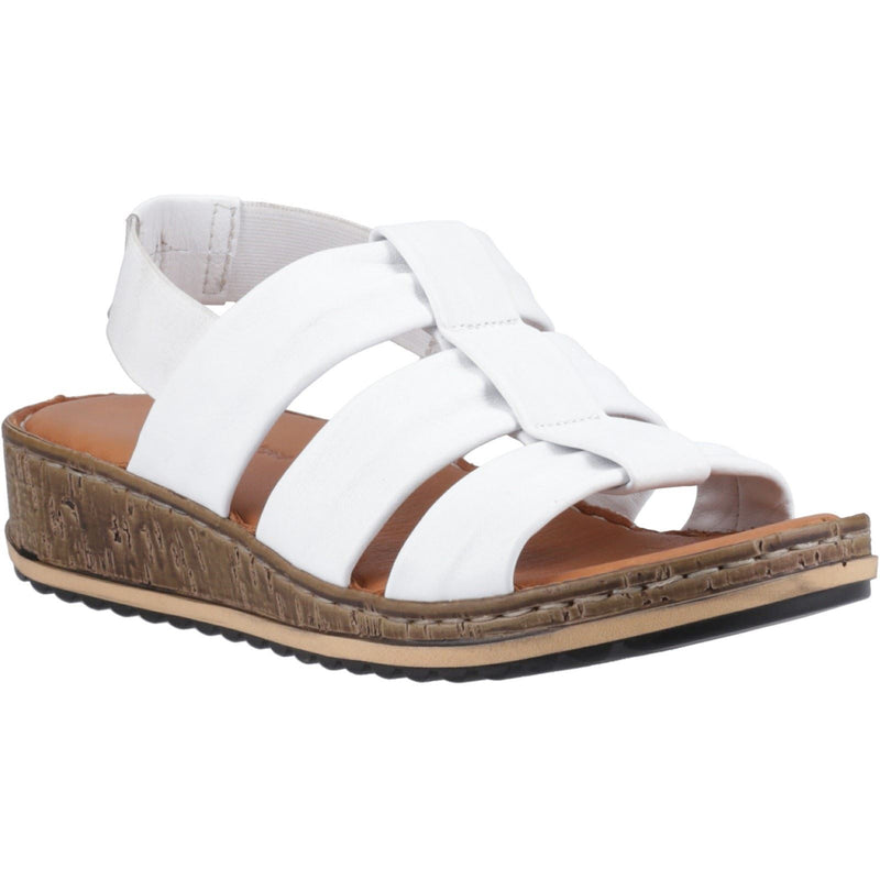 Hush Puppies Eden Wide Fit Sandales Blanches Pour Femmes En Cuir