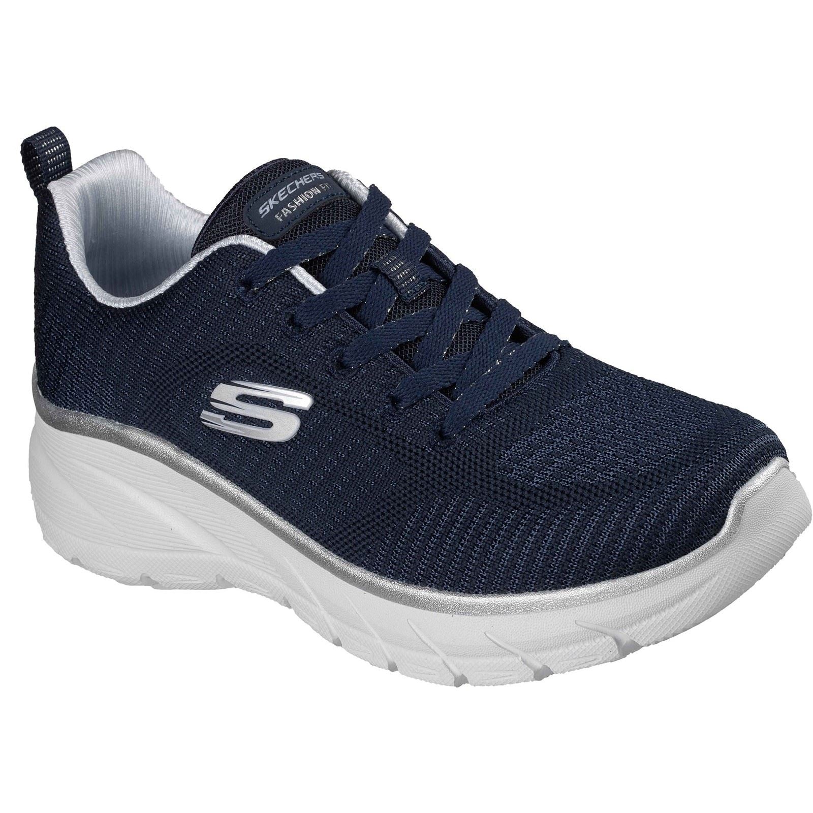 Skechers Fashion Fit 2.0 Baskets En Polyester Pour Femmes Bleu Marine/Argent