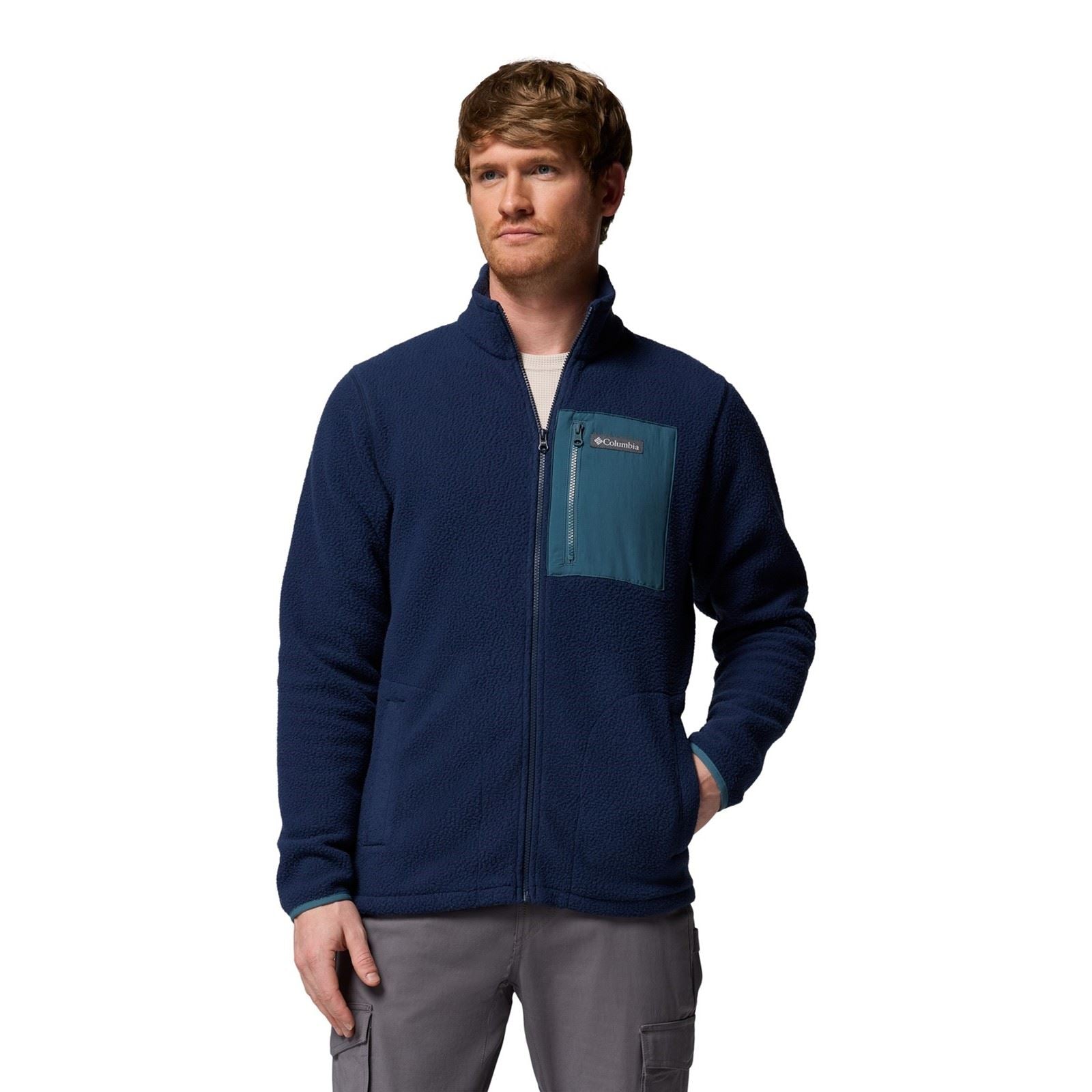 Columbia Jasper Ridge Pebbled Full Zip Fleece Veste En Polaire Bleue Pour Homme