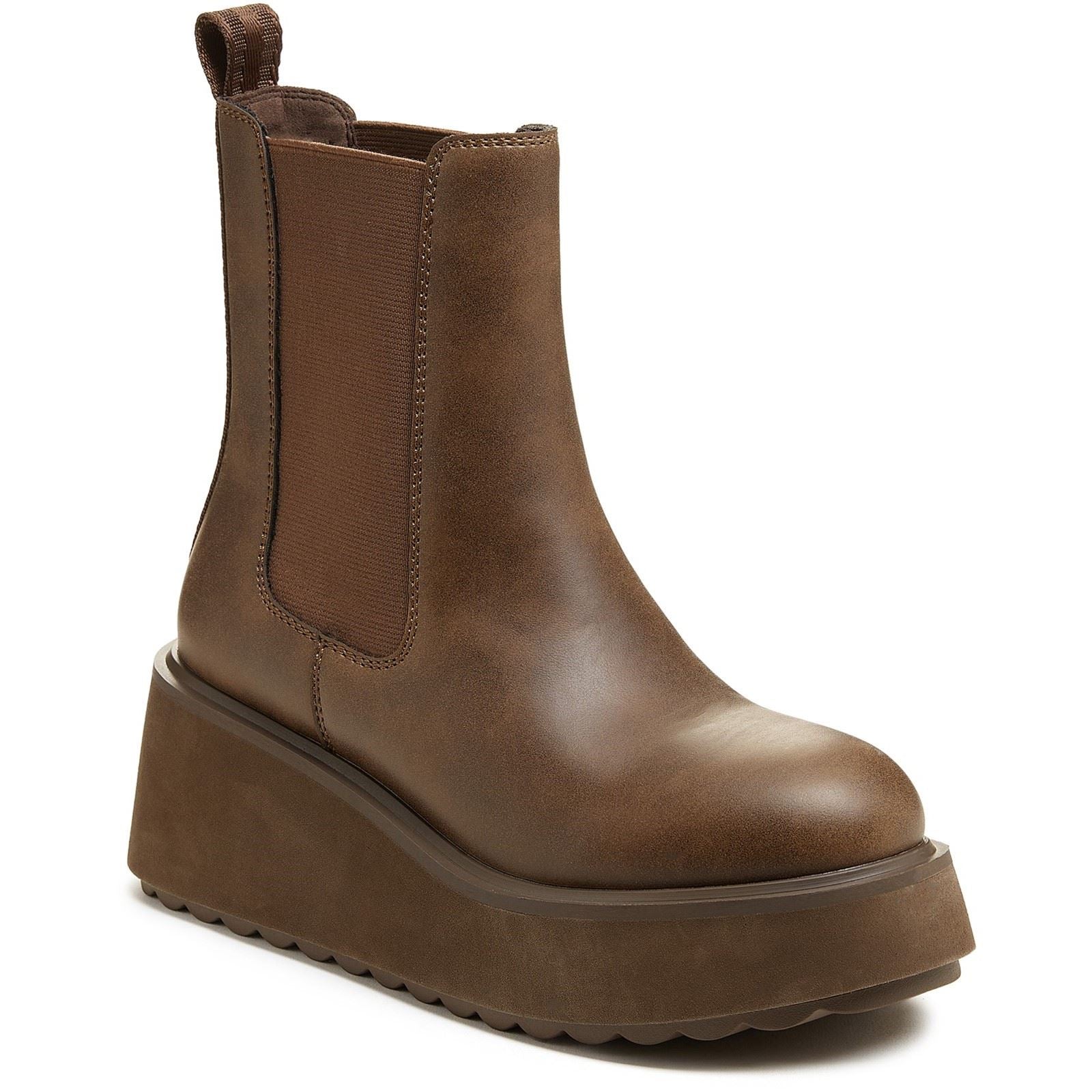 Rocket Dog Heyday Bottes Plates Chelsea Pour Femmes En Polyuréthane Brun Foncé