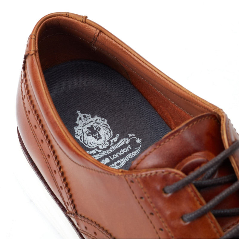 Base London Flight Chaussures Oxford Pour Hommes En Cuir Marron Brûlé