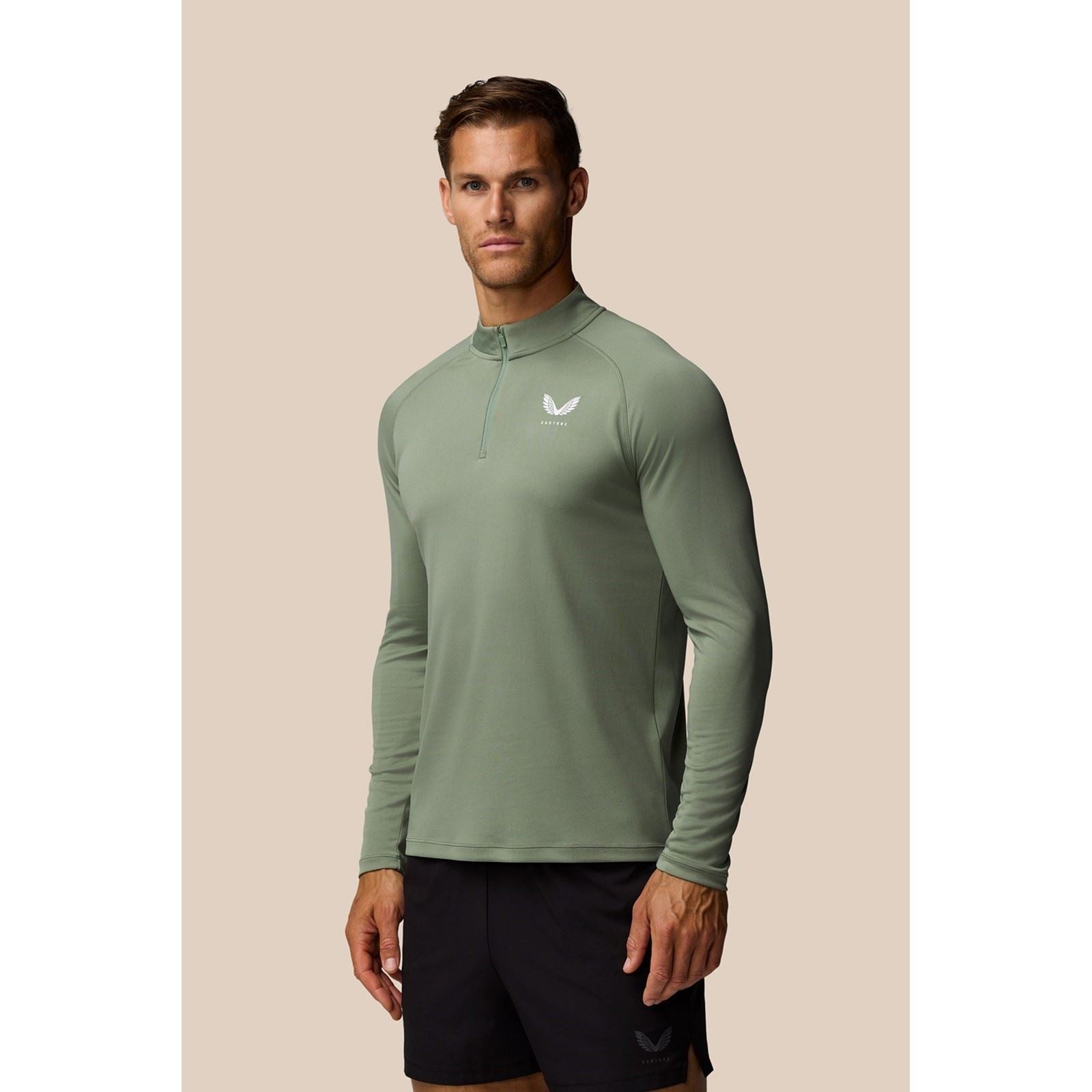 Castore Adapt Training 1/4 Zip Top T-Shirts De Sport Pour Hommes En Polyester Bleu