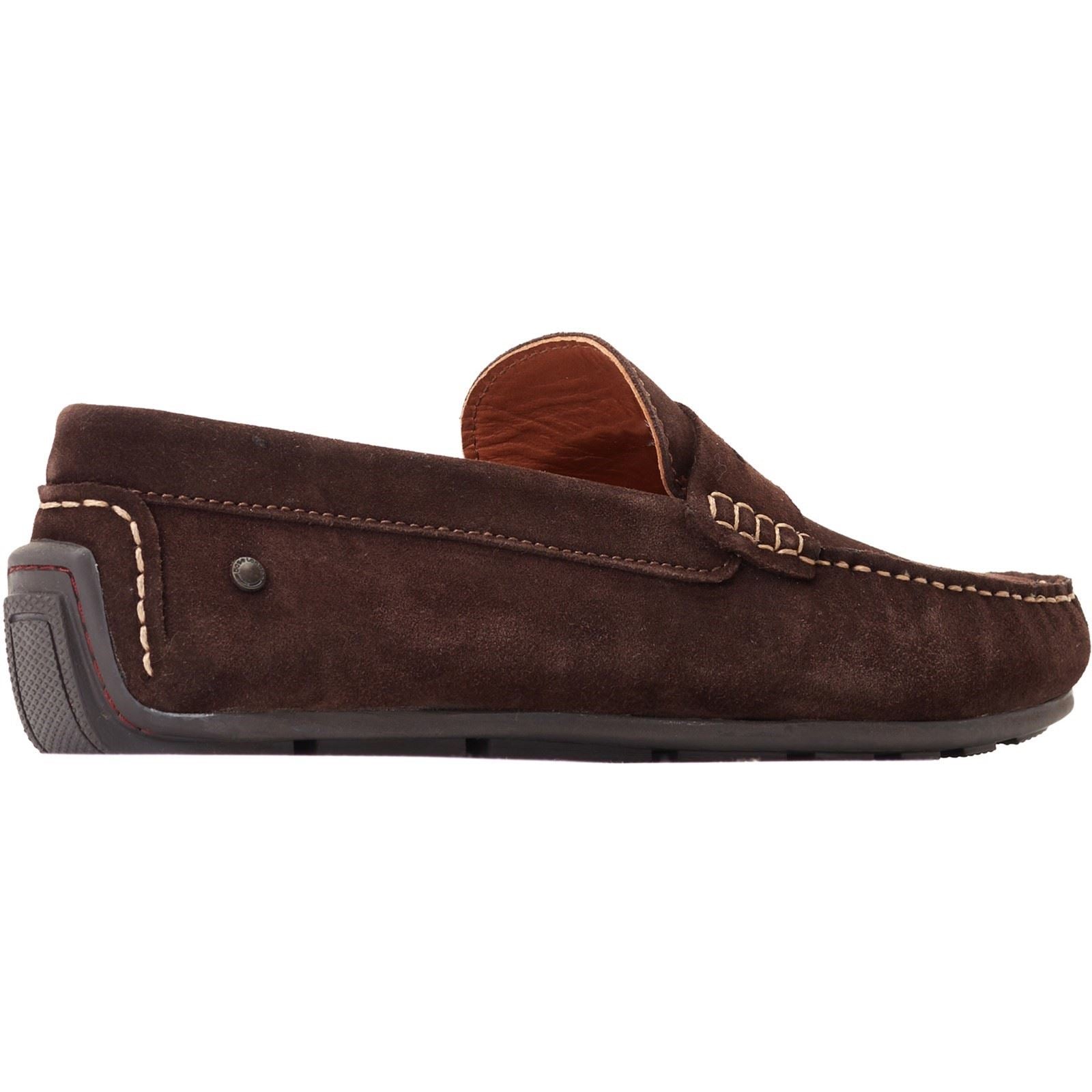 Base London Collins Chaussures Mocassins Pour Hommes En Cuir Marron Foncé