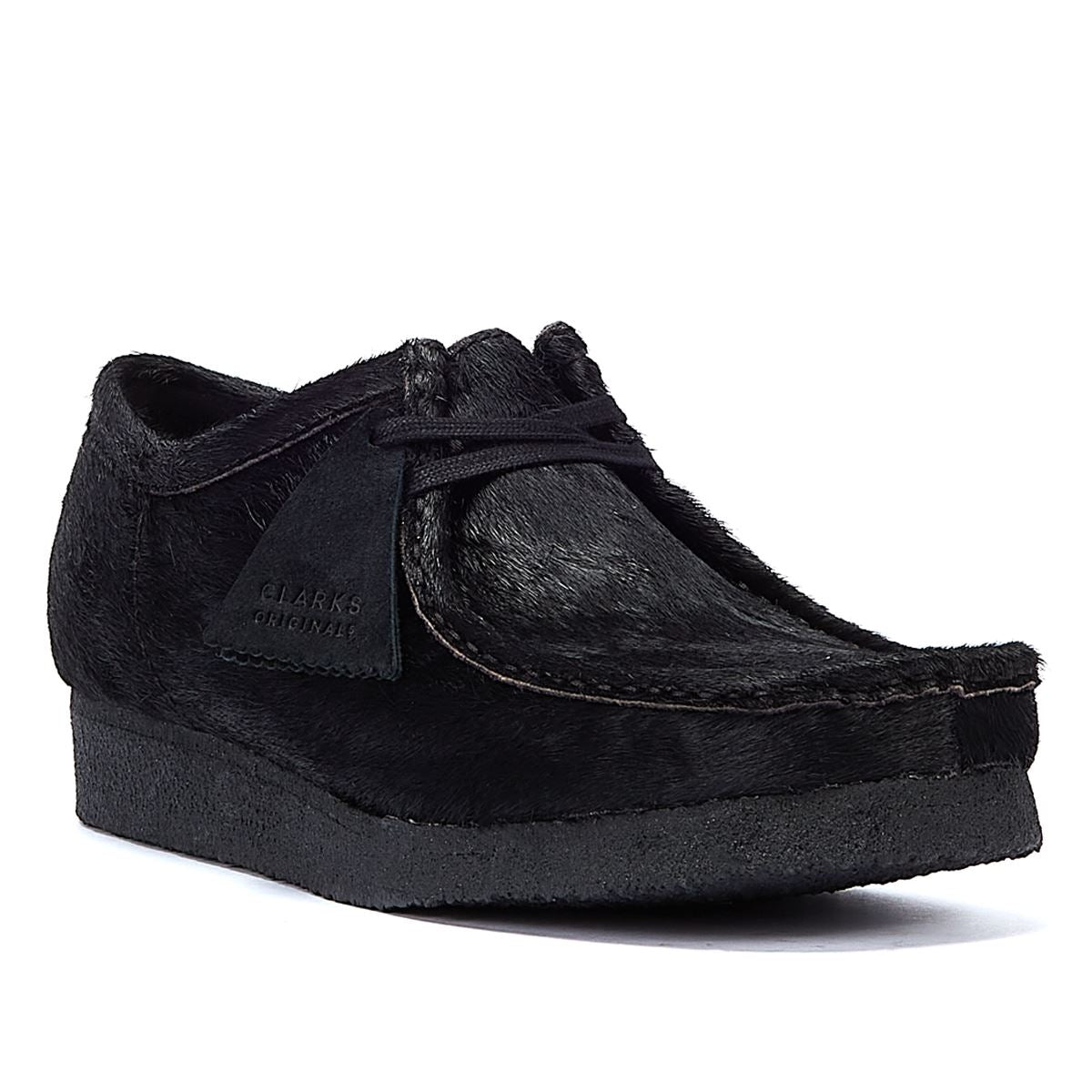 Clarks Originals Chaussures À Lacets Noires Pour Hommes Originals Wallabee En Cuir Velours.
