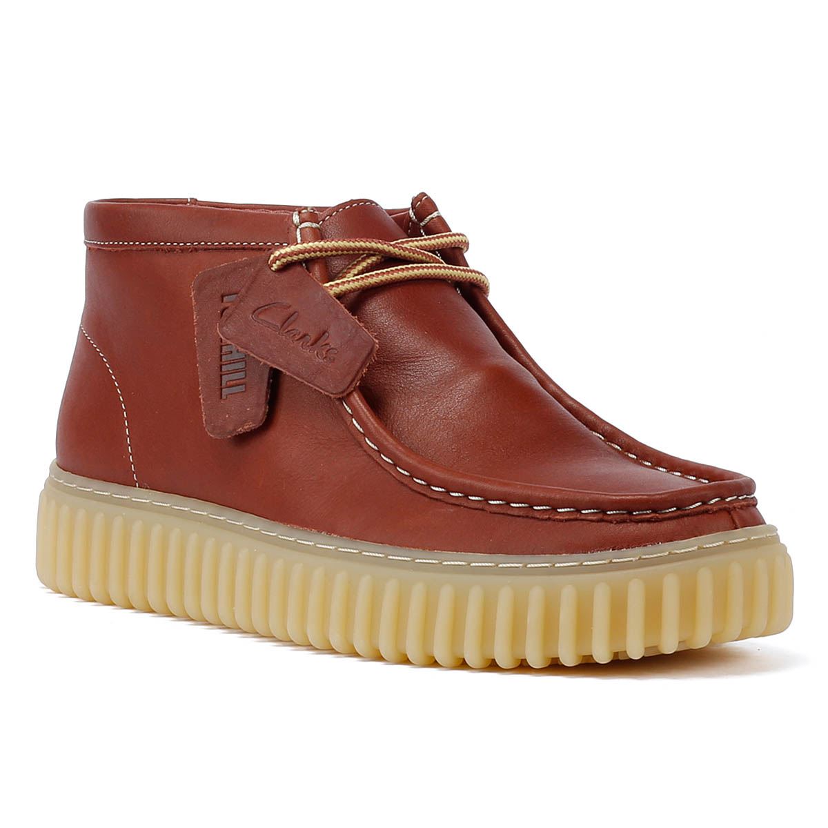 Clarks Main Torhill Hi Bottes Hommes En Cuir Marron