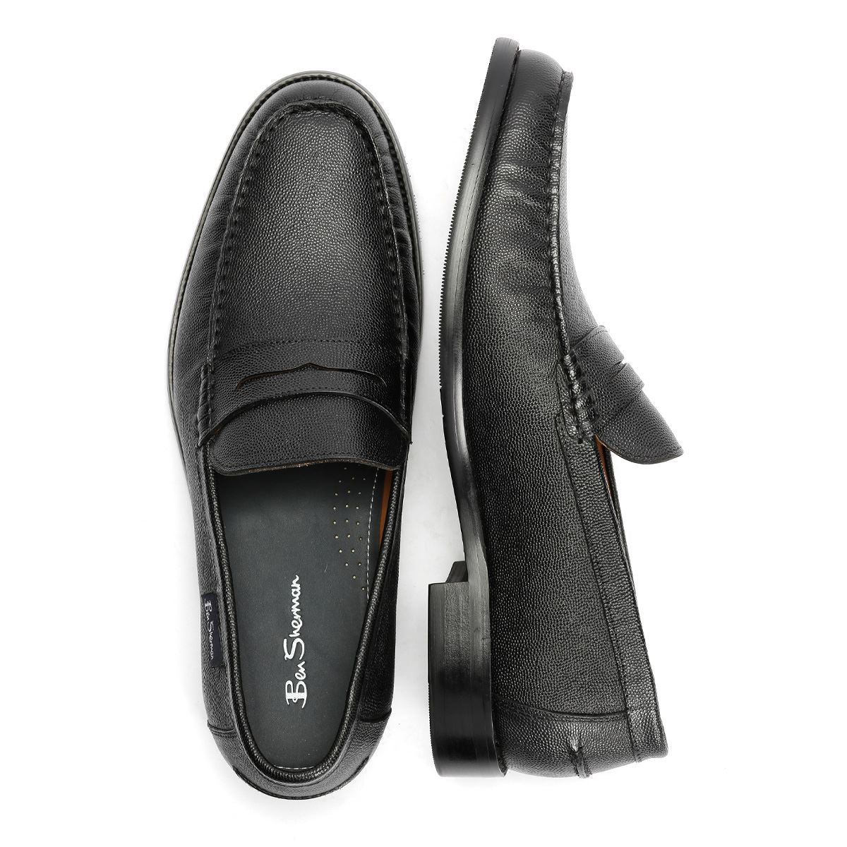 Ben Sherman Hester Mocassins Noirs En Cuir Pour Hommes