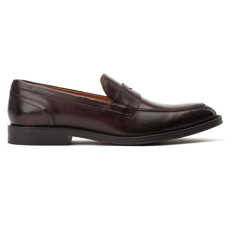 Base London Kennedy Chaussures En Cuir Pour Hommes À Enfiler Marron Foncé