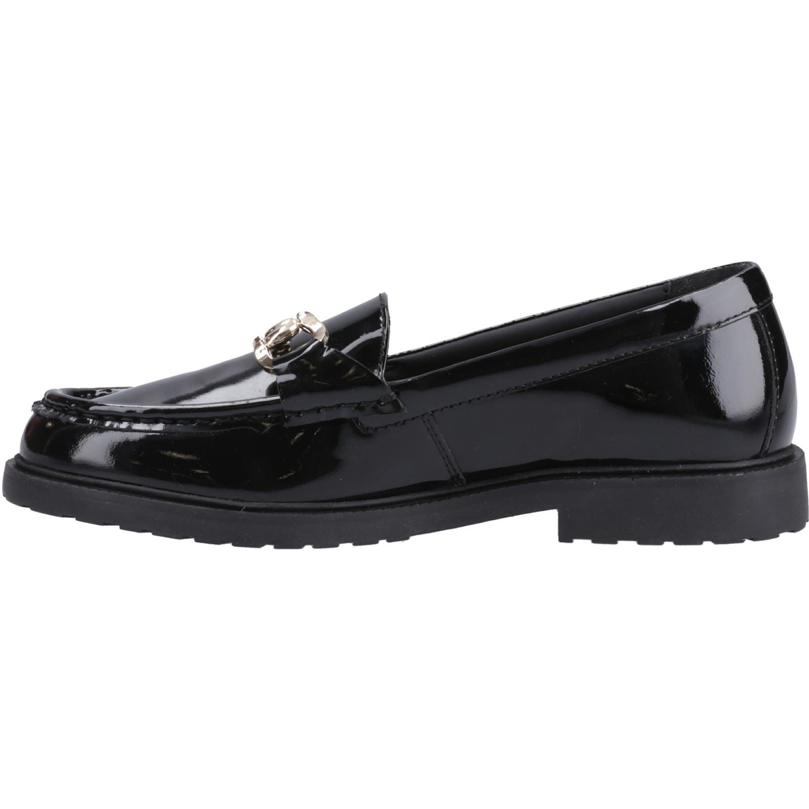 Hush Puppies Verity Patent Snaffle Mocassins Noirs Pour Femmes En Cuir