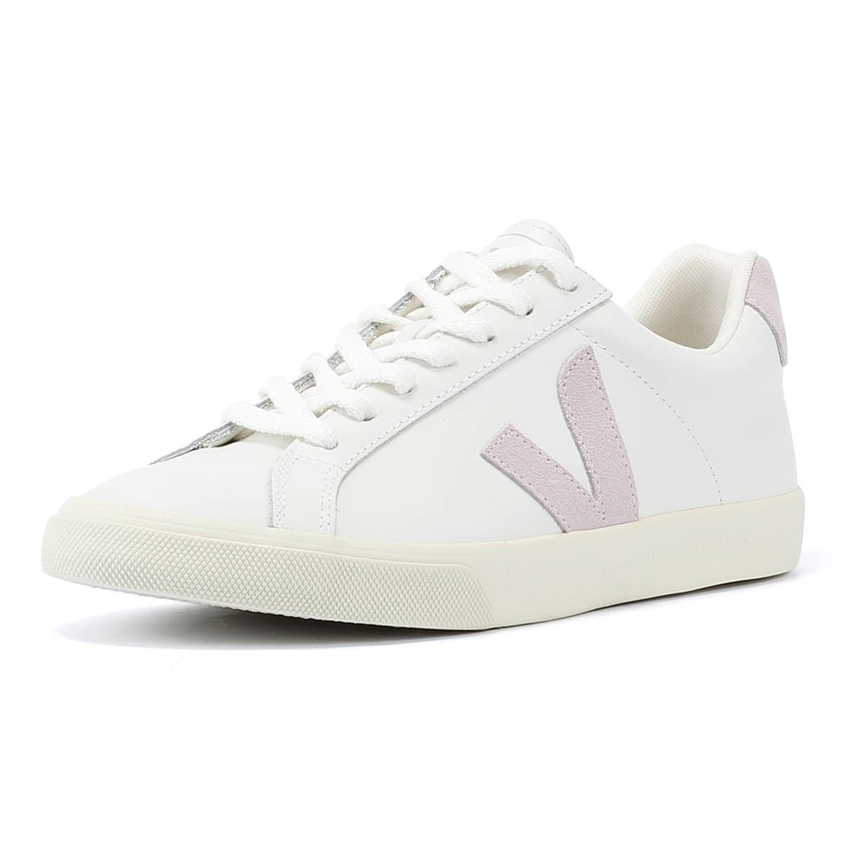 Veja Esplar Baskets Femme En Cuir Blanc/Parme