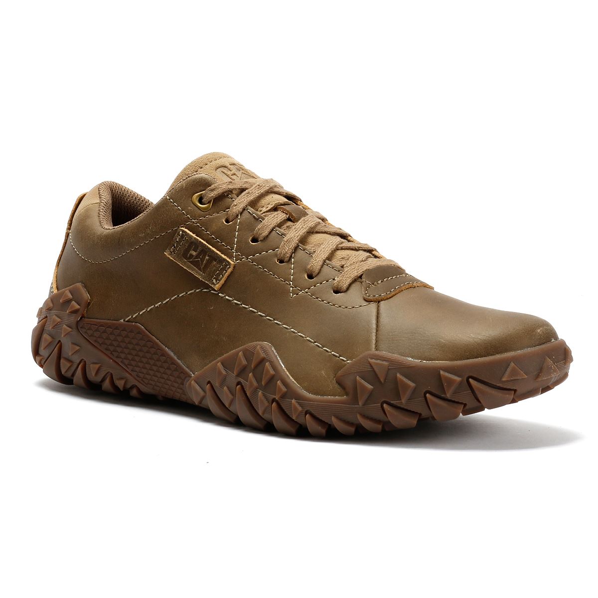 Caterpillar Gridlock Lo Full Grain Chaussures À Lacets Beige En Cuir Pour Homme