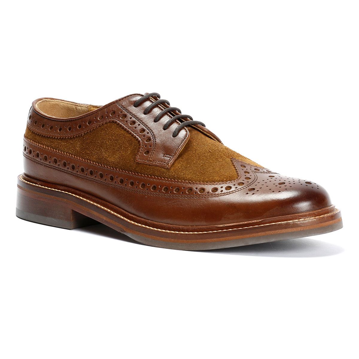 Chapman & Moore Longwing Brogue Chaussures En Cuir Pour Hommes Brunes À Lacets