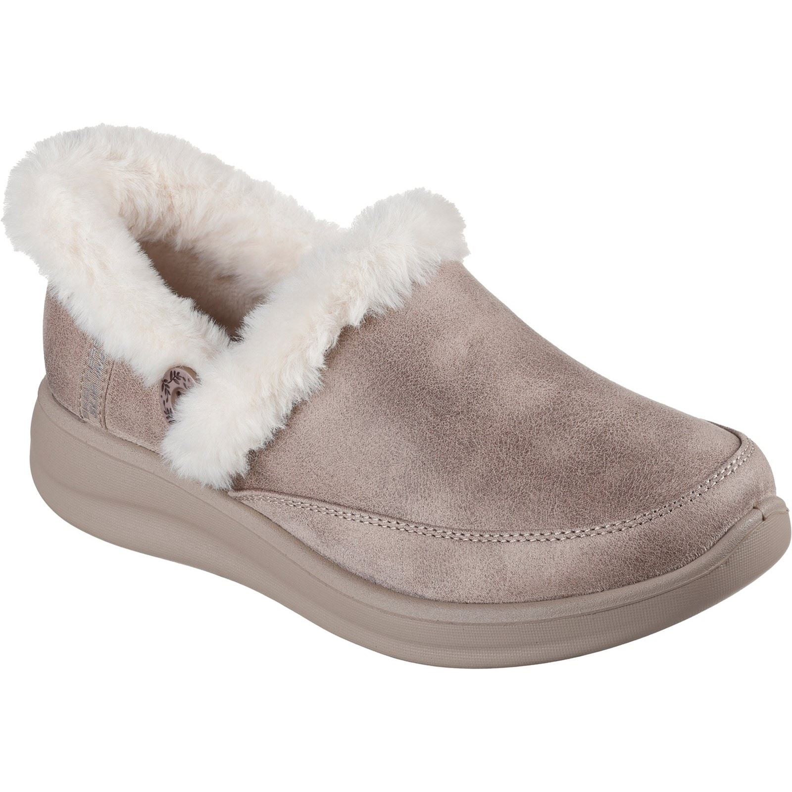 Skechers Cozy Escape Chaussons Pour Femmes En Textile Taupe