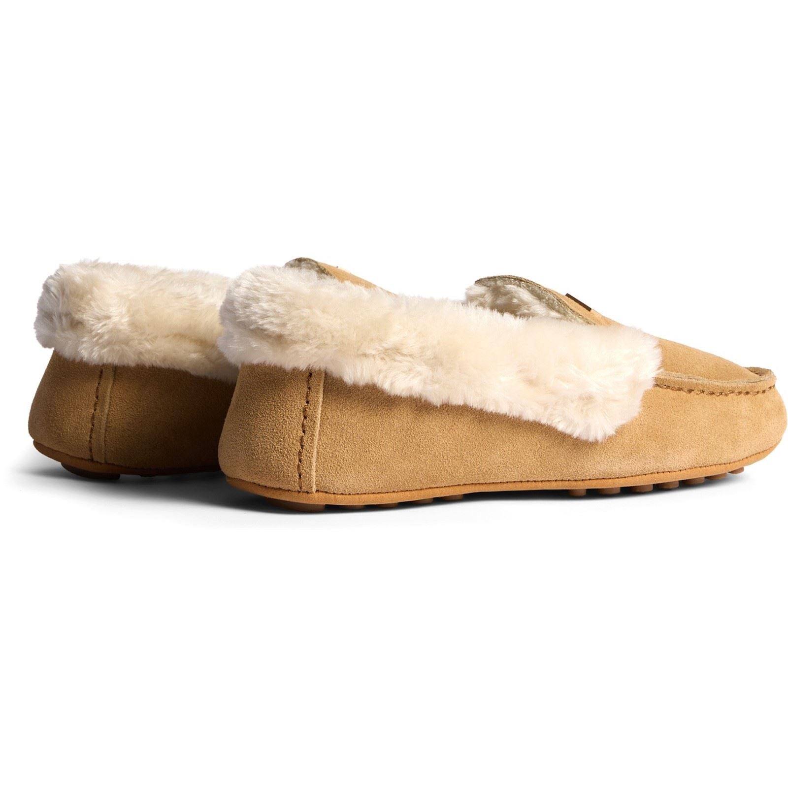 Hunter Womens Moccasin Sherpa Chaussons En Suède Pour Femmes Biscuit