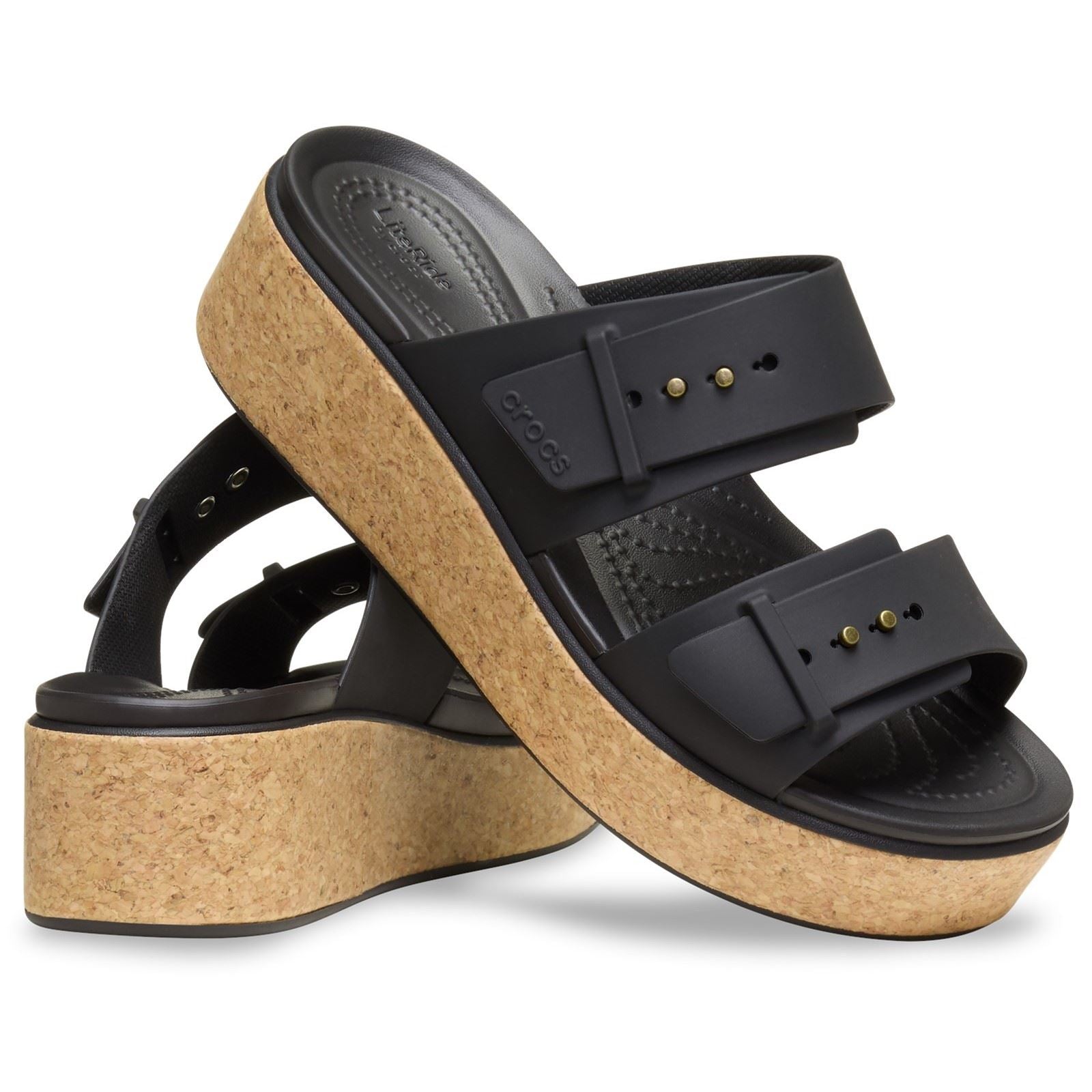 Crocs Brooklyn Buckle Sandales Noires Pour Femmes