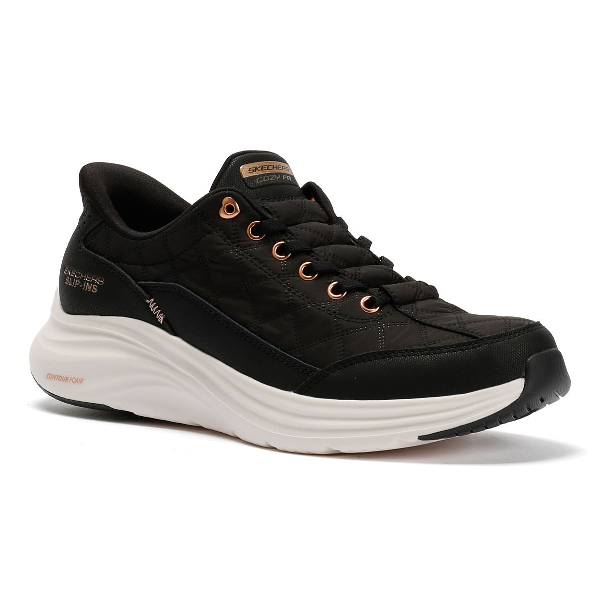 Skechers Slip-Ins Contour Foam Cozy Fit Baskets Noires Pour Femmes