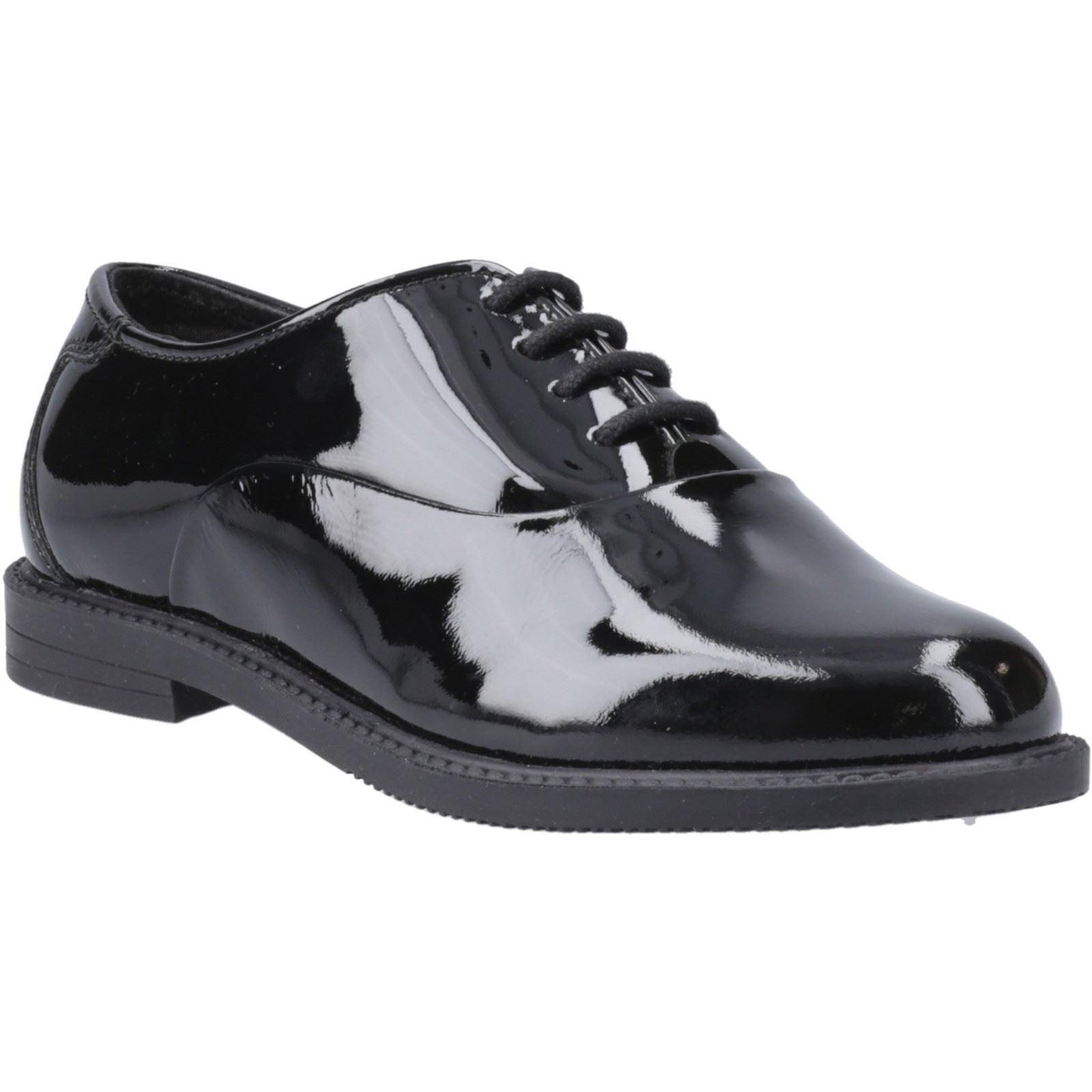 Hush Puppies Nellie Patent Chaussures Oxford Noires En Cuir Pour Filles