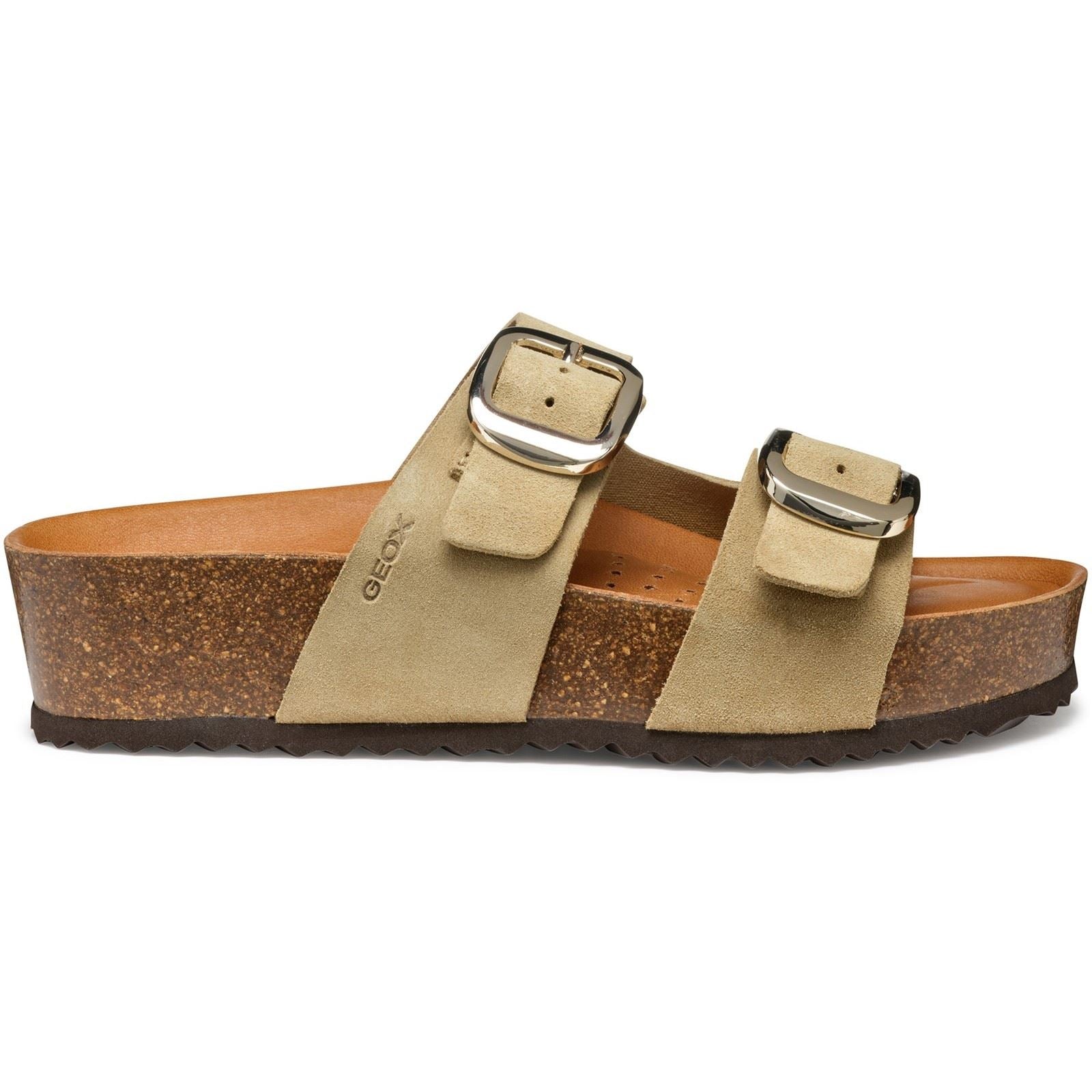 Geox D BRIONIA H Sandales Compensées En Cuir Pour Femme - Taupe Clair