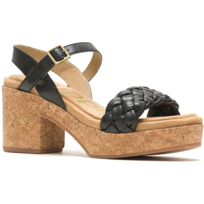 Hush Puppies Poppy Quarter Strap Sandales Noires Pour Femmes En Cuir