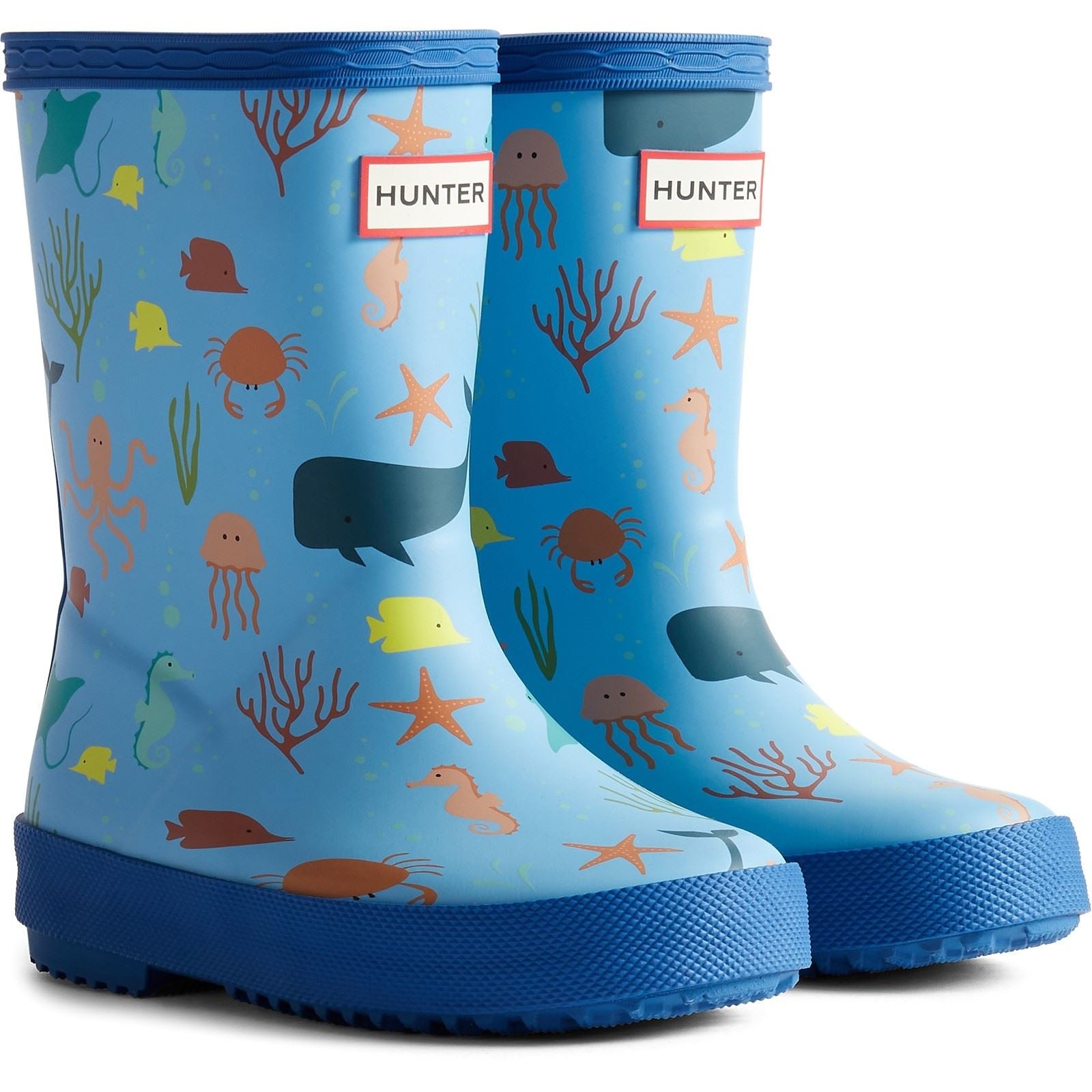 Hunter Kids First Classic Ocean Print Boot Bottes En Caoutchouc Unisexes Pour Enfants Amplifiant Bleu/Bleu Libellule
