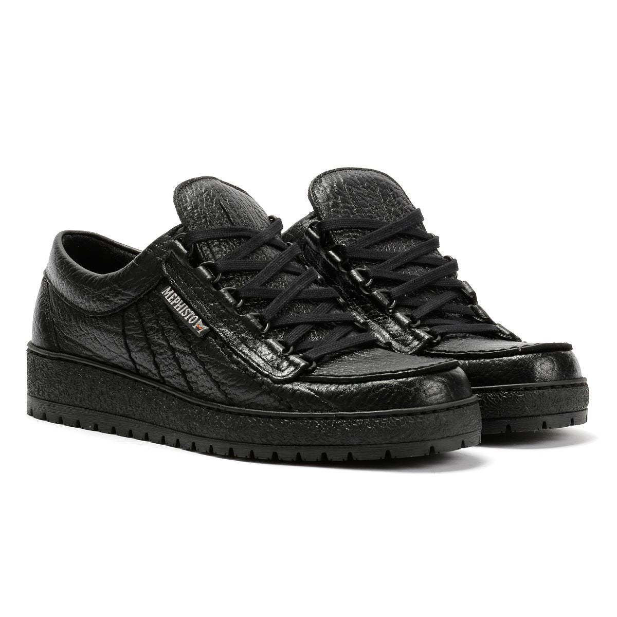 Mephisto Rainbow Mamouth 714 Chaussures Noires En Cuir Pour Homme À Lacets