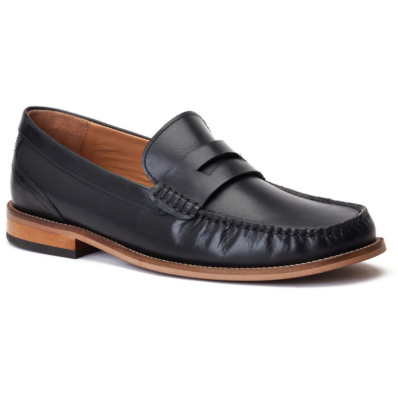 Base London Garfield Mocassins Noirs En Cuir Pour Hommes