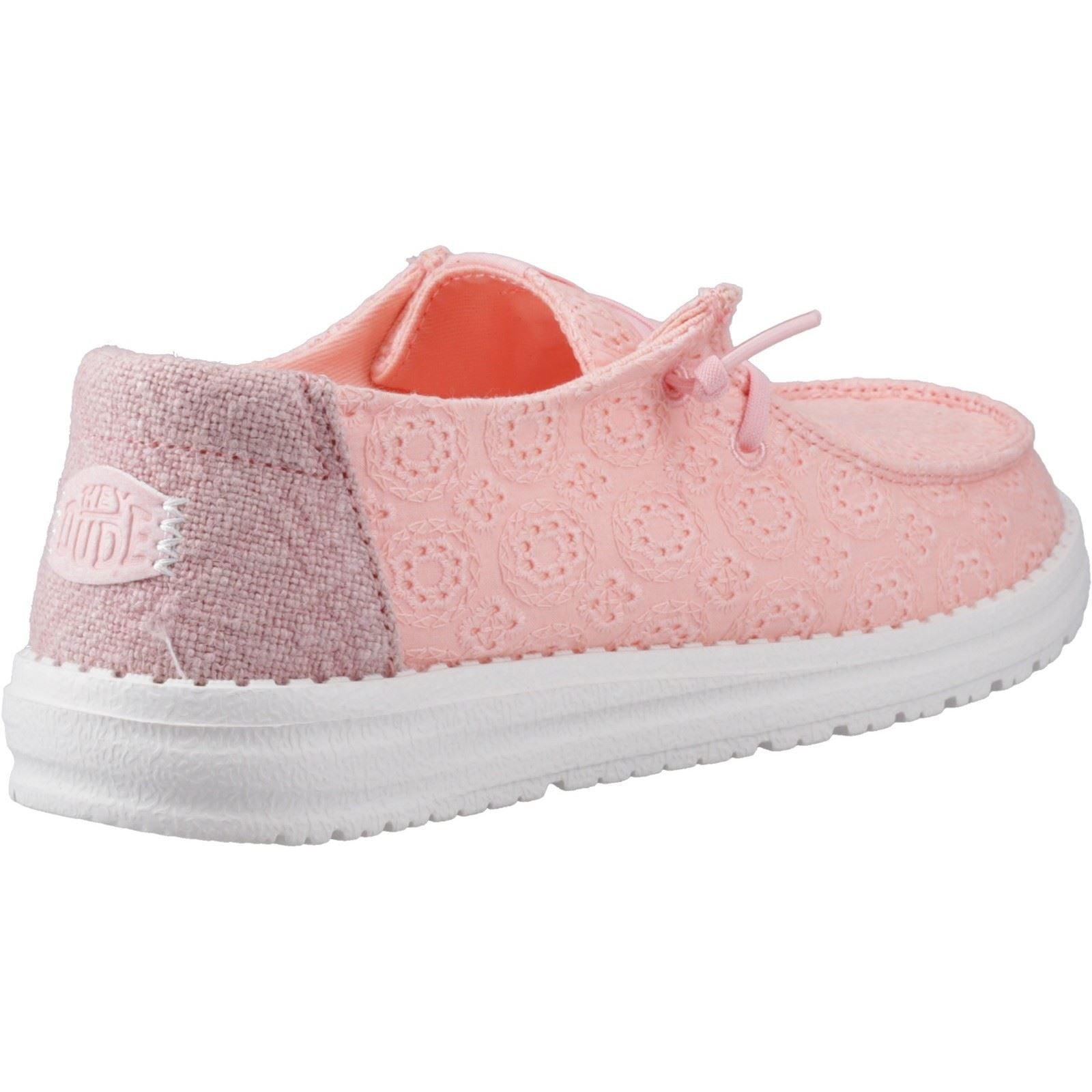 HEYDUDE Wendy Eyelet Lace Chaussures Mocassins Pour Femmes En Mélange De Coton Rose Pâle