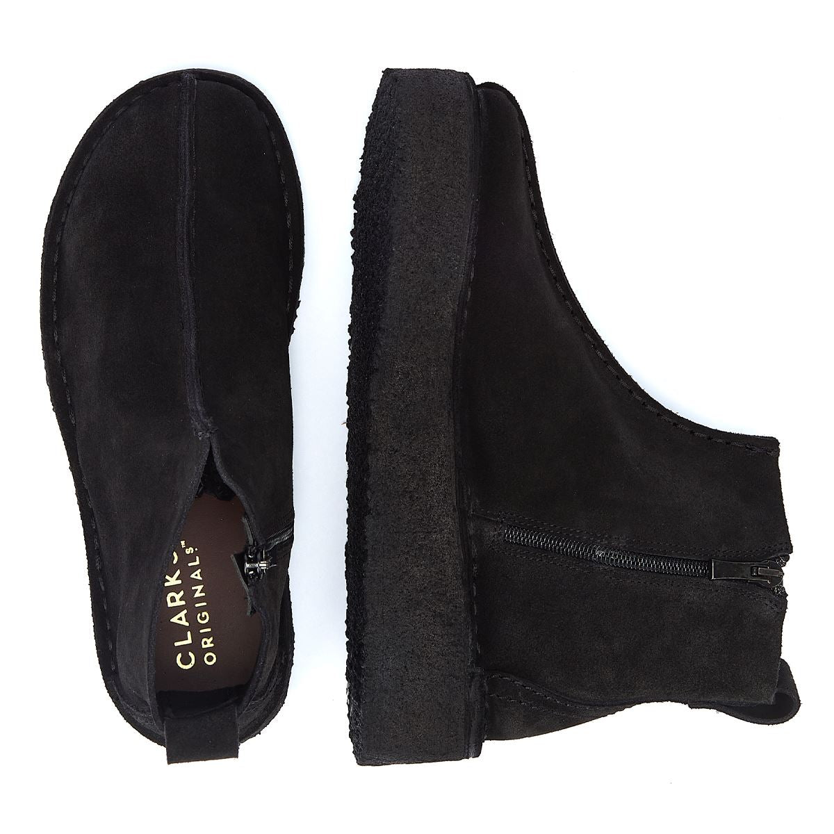 Clarks Bottes Noires En Suède Pour Femmes Originals Trek Wedge