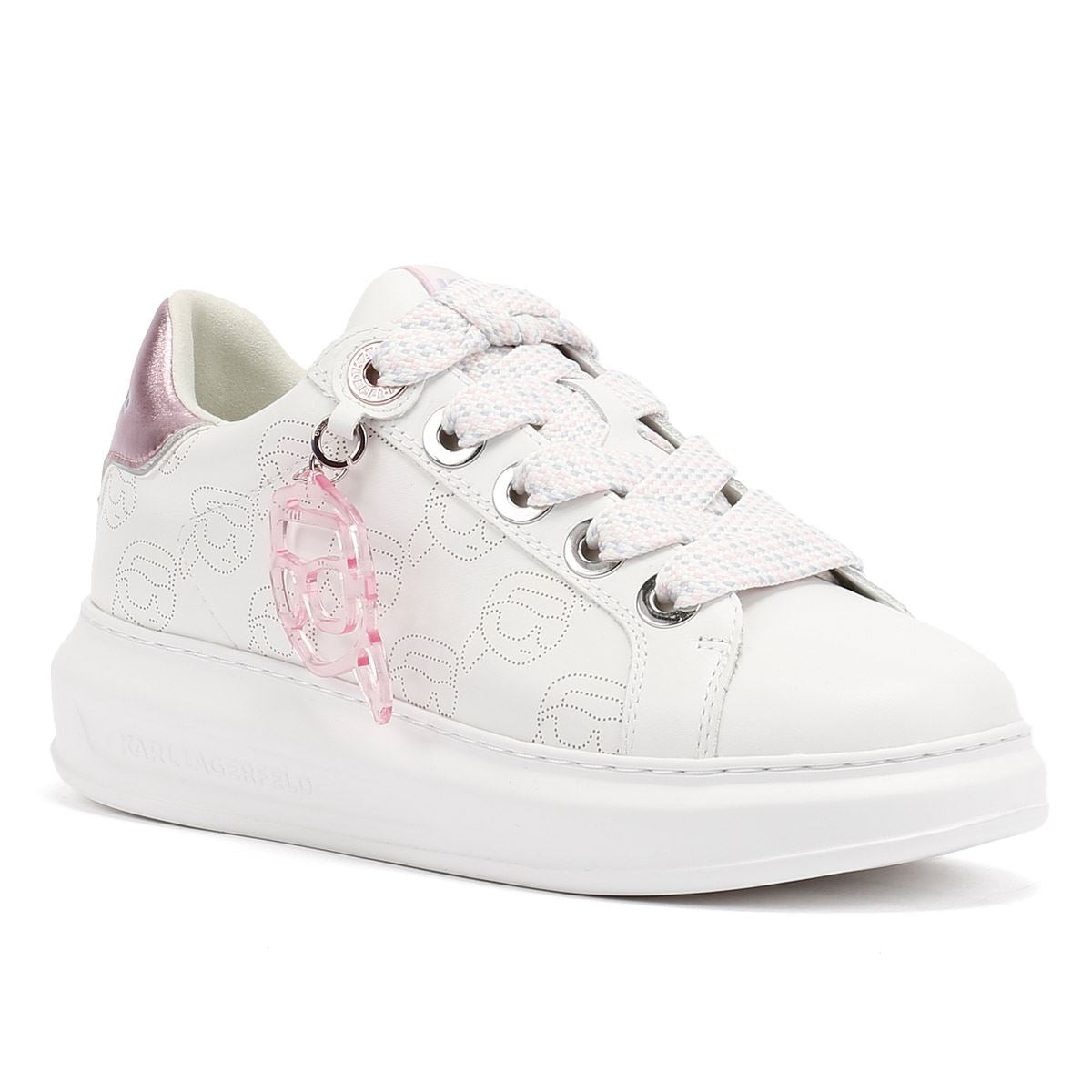 Karl Lagerfeld Kapri NFT Plexi Pendant Baskets Blanches En Cuir Pour Femmes