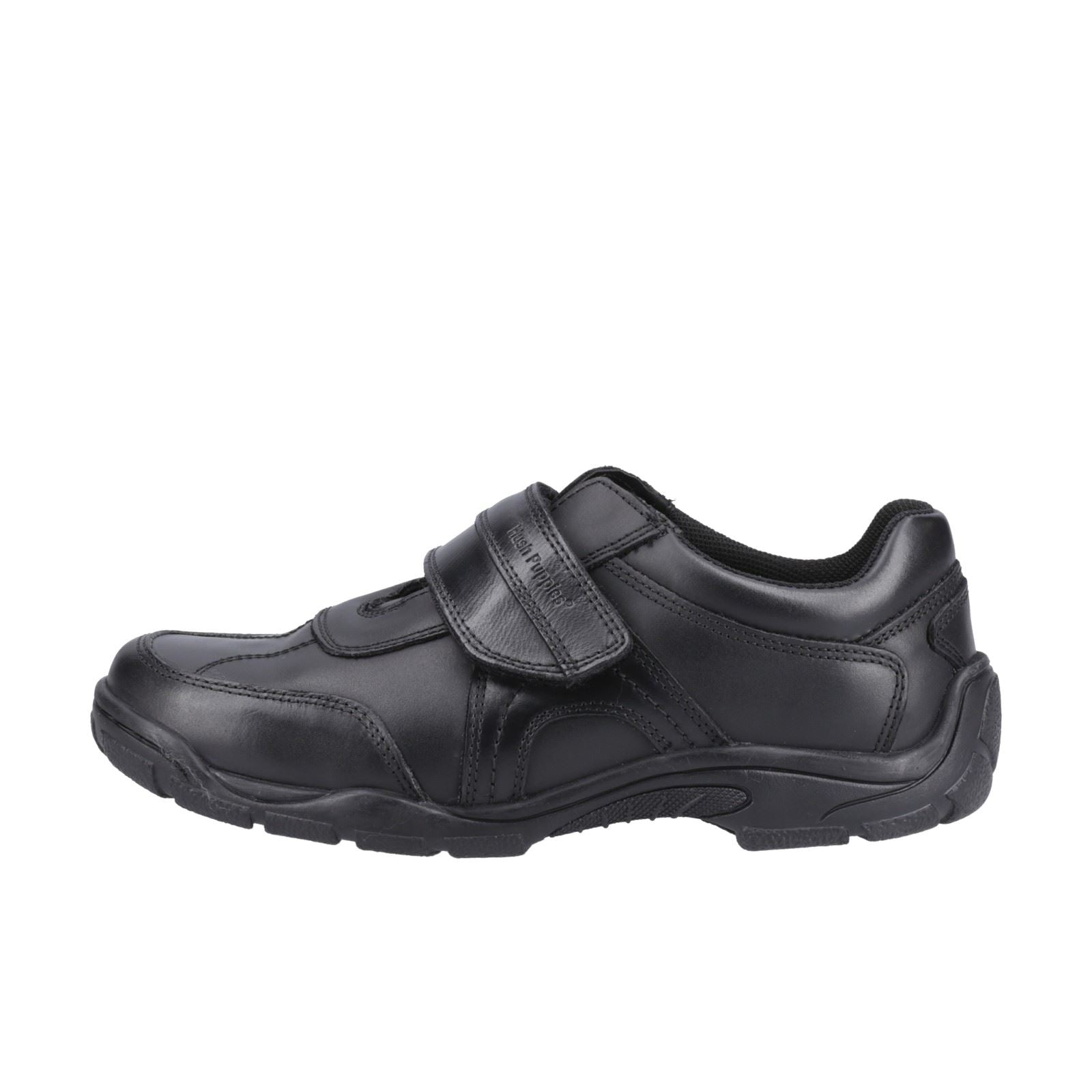 Hush Puppies Arlo Senior Chaussures Noires Pour Garçons En Cuir