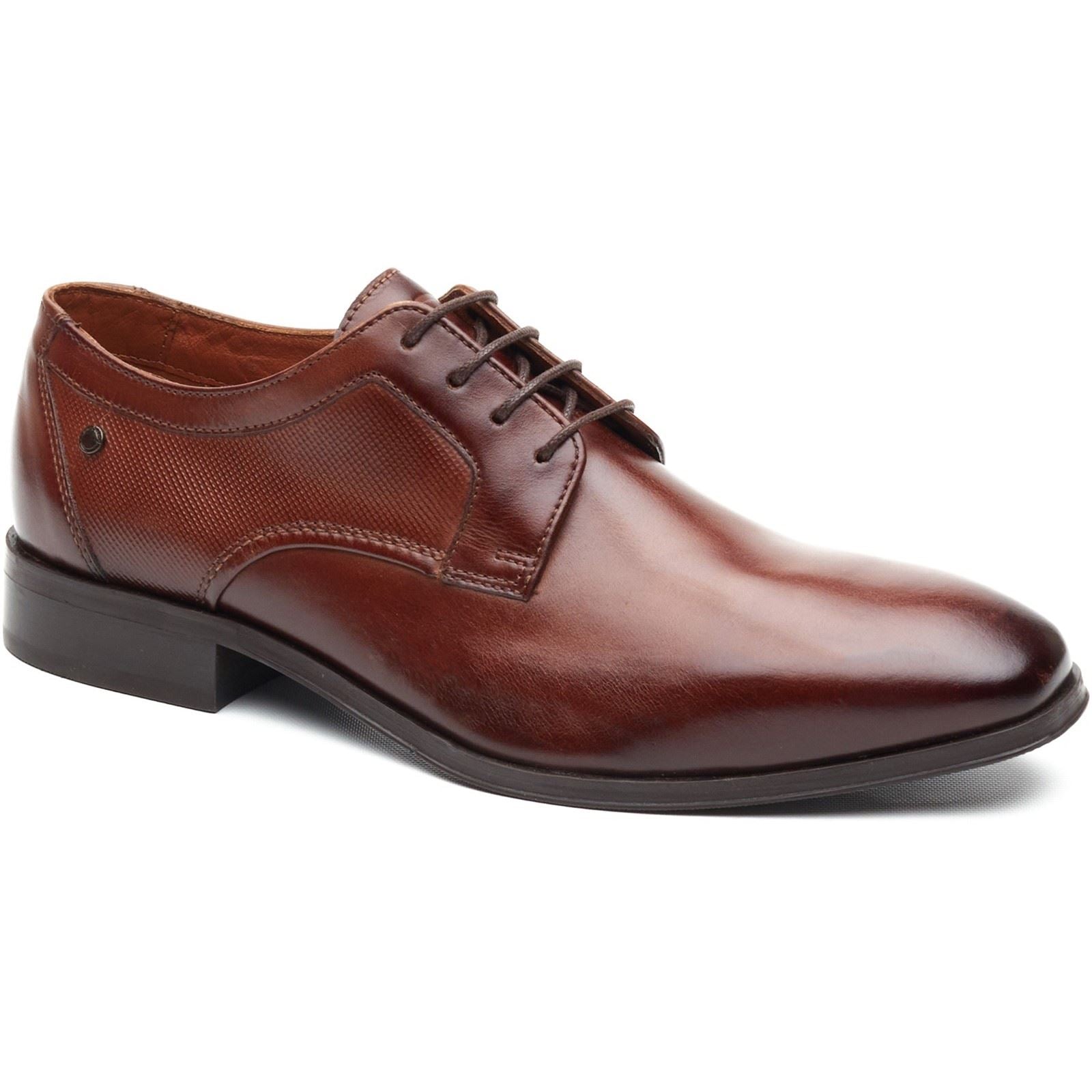 Base London Dome Lace Up Chaussures En Cuir Pour Hommes En Tan Brûlé À Lacets