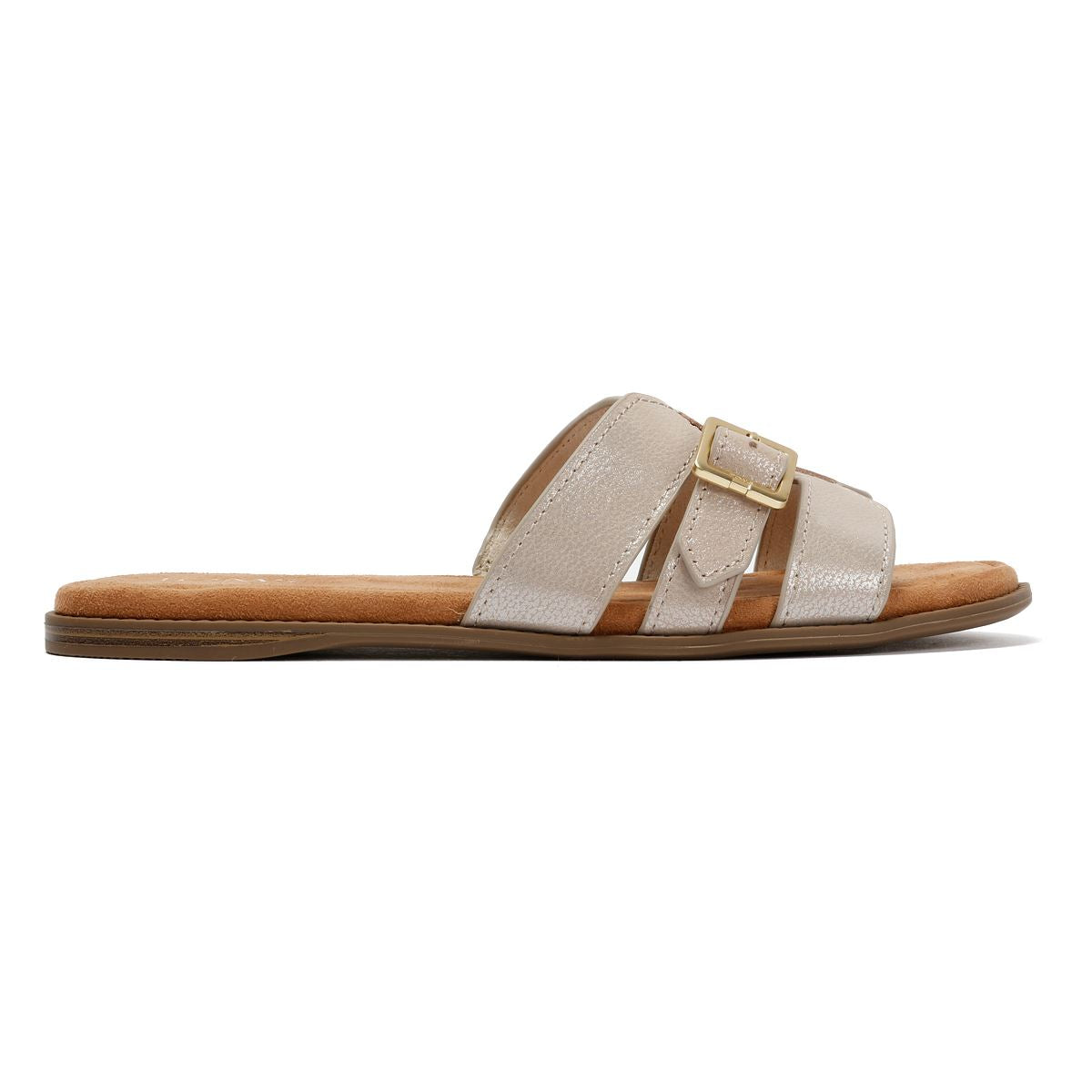 TOMS Sol Mule Sandales Dorées En Cuir Pour Femmes