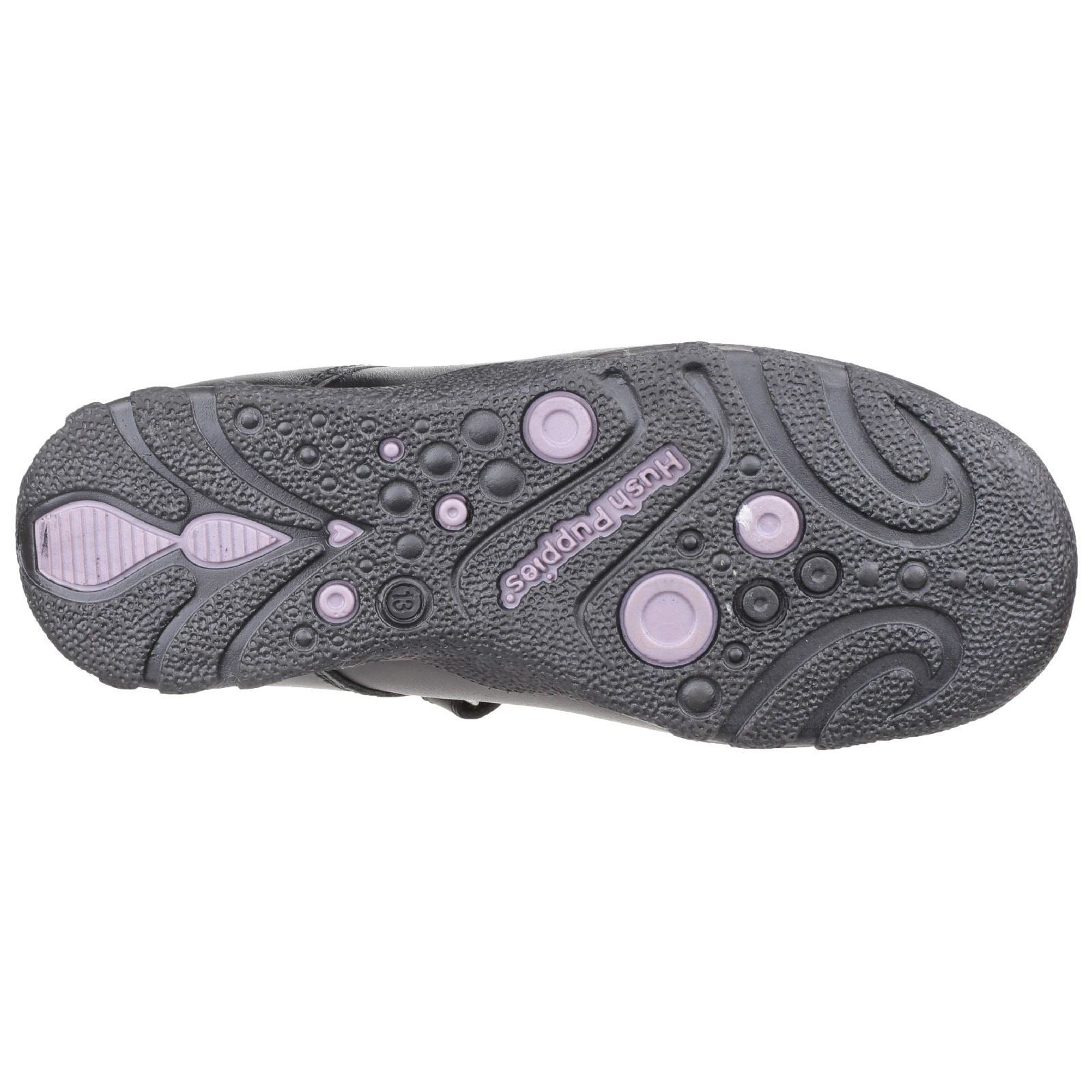 Hush Puppies Clare Senior Chaussures Noires Pour Filles En Cuir