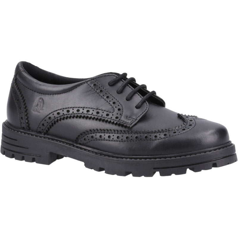 Hush Puppies Maxine Senior Chaussures Noires Pour Filles En Cuir