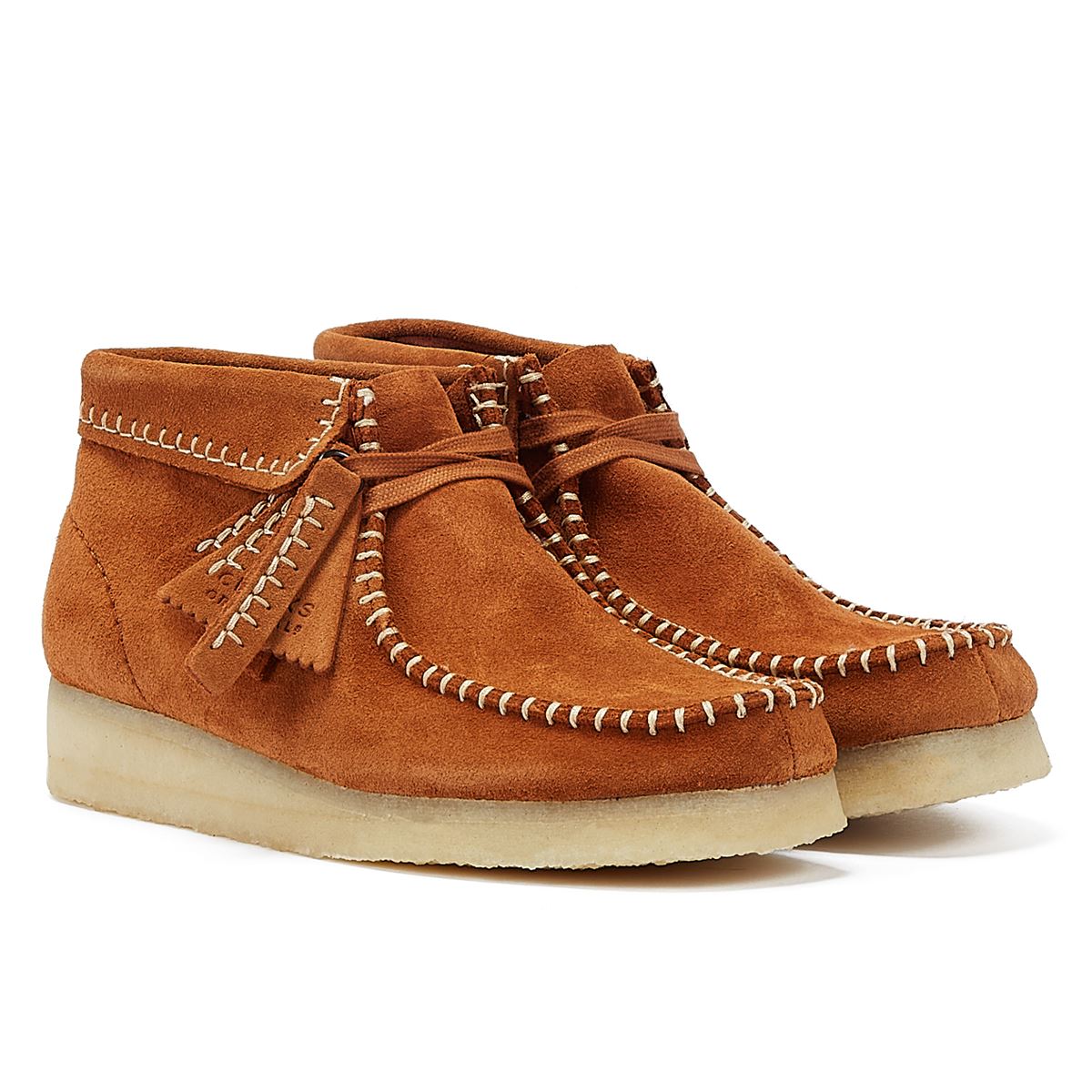 Clarks Bottes Murales Wallabee En Daim Couture Femme Couleur Ginger.