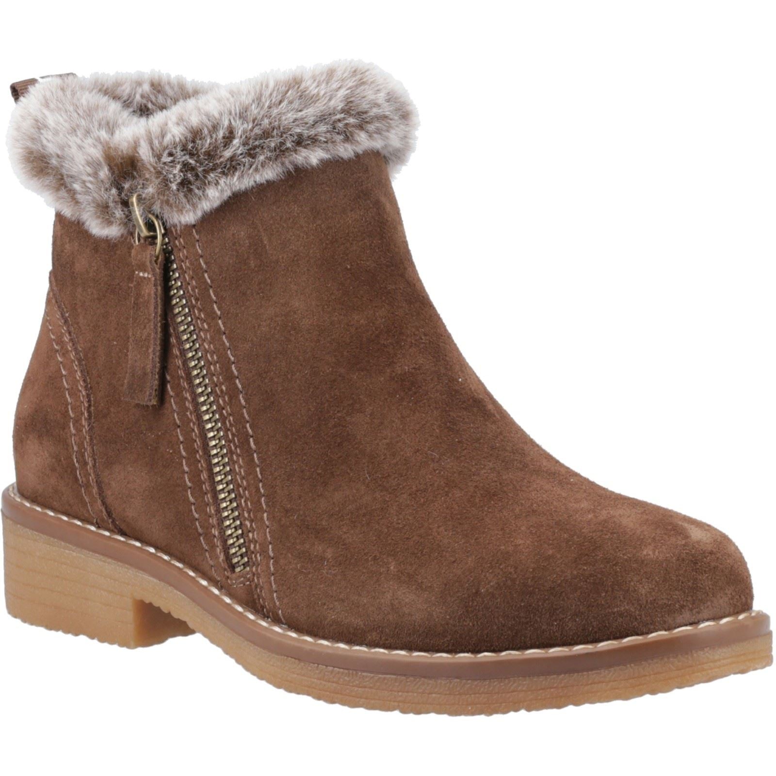 Hush Puppies Marnie Bottes À La Cheville Pour Femmes En Daim De Couleur Chocolat.