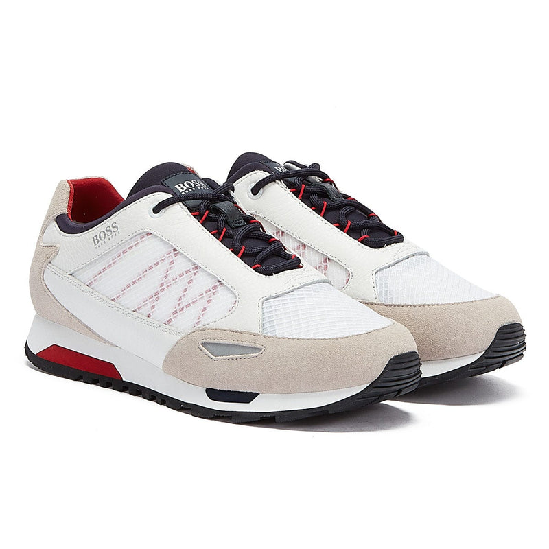 BOSS Parkour Runn Net Mens White Trainers