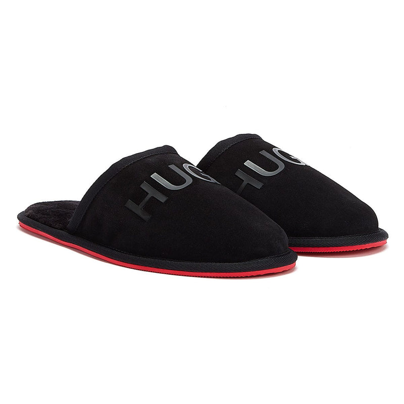 HUGO Cozy Mens Black Slippers