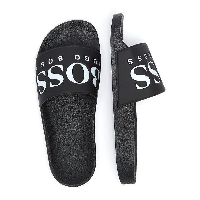 BOSS Solar Mens Black / White Slides