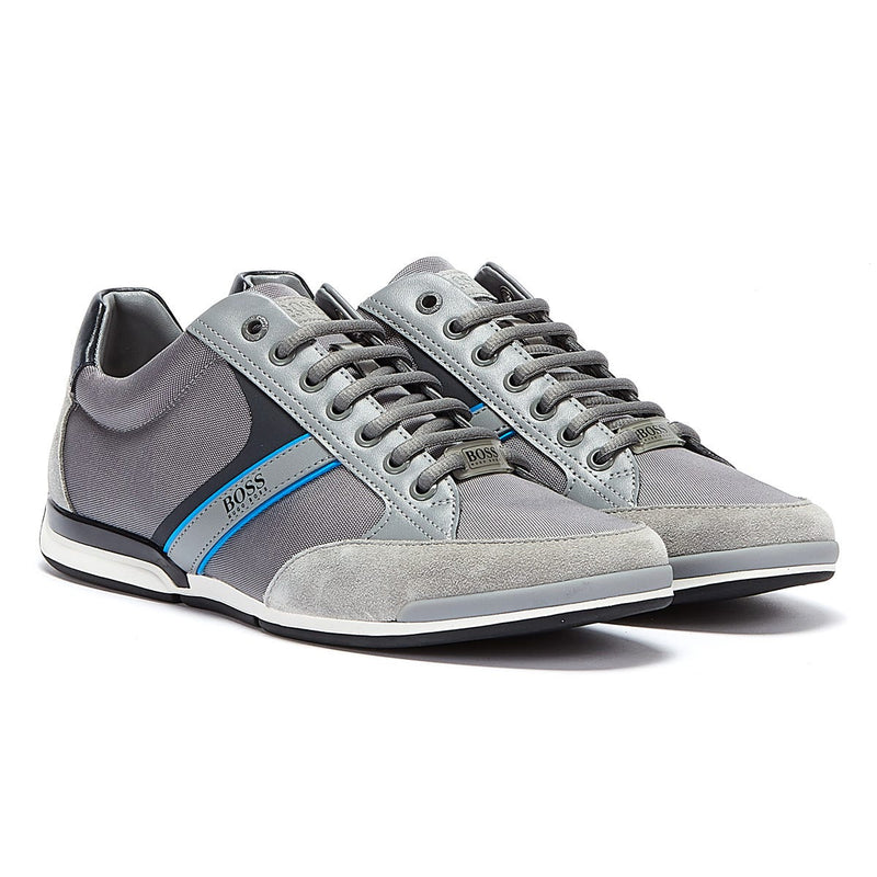 BOSS Saturn Low Mens Grey / Blue Trainers